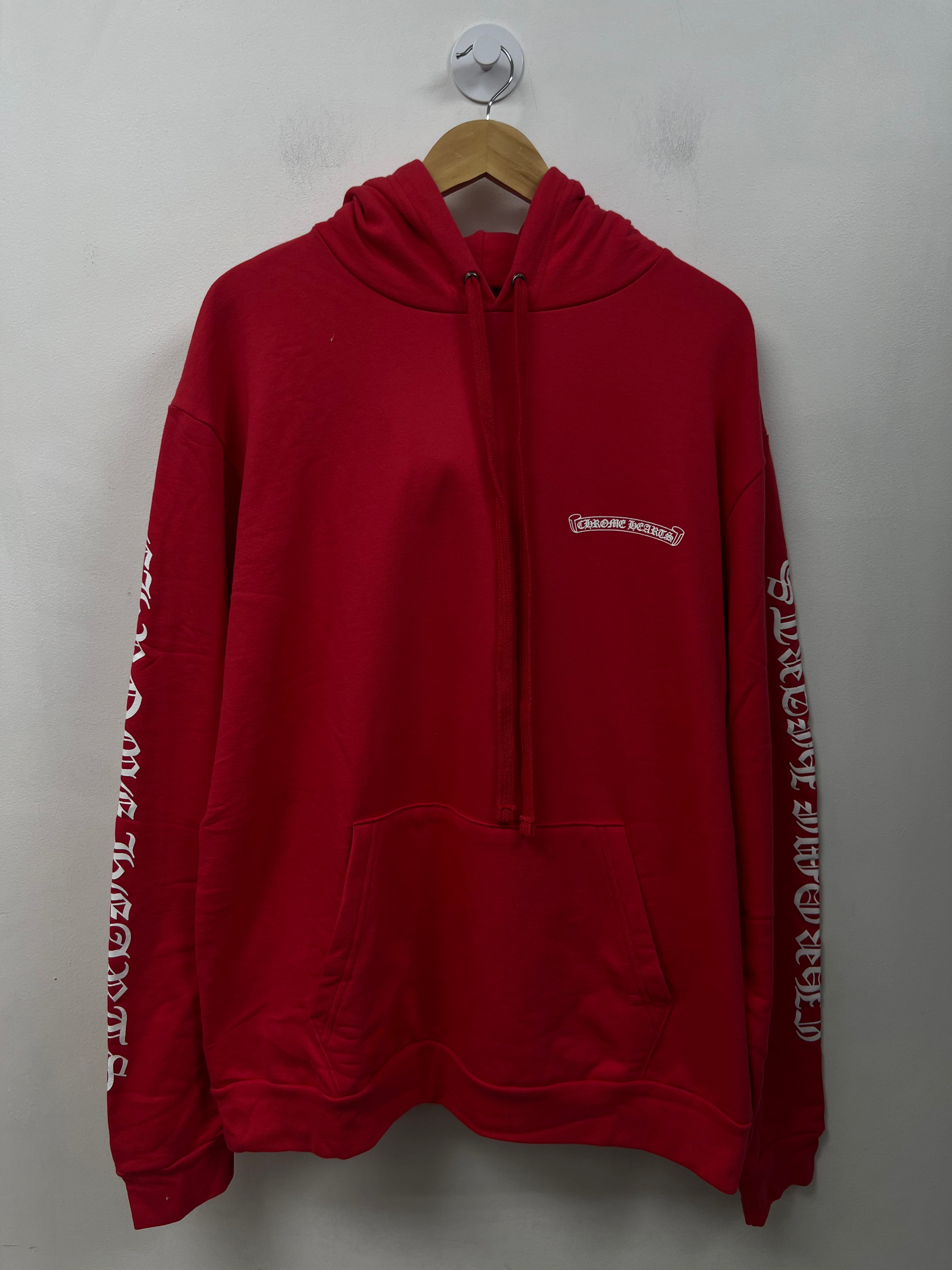 Chrome Hearts Red Scroll Logo Hoodie