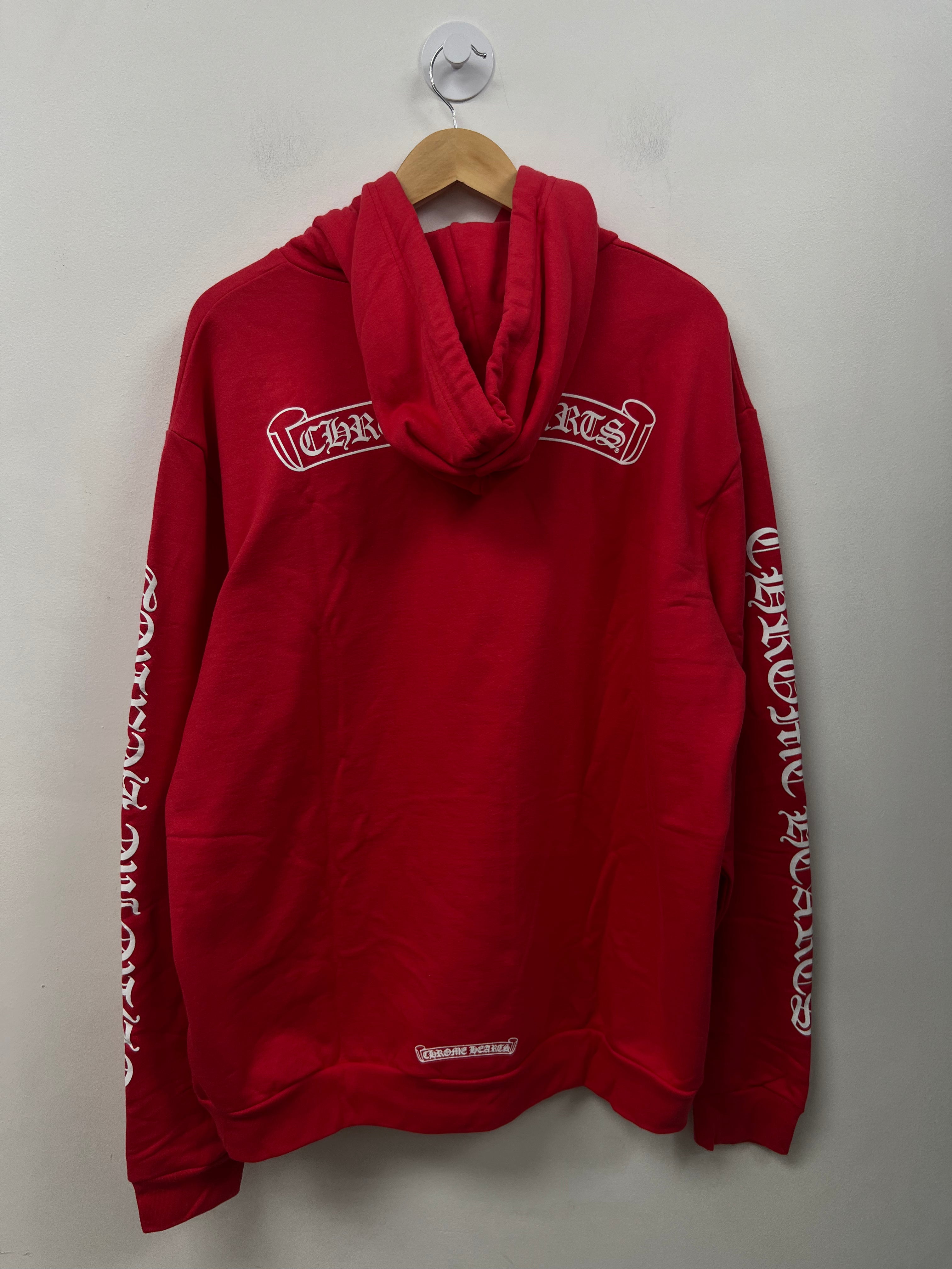 Chrome Hearts Red Scroll Logo Hoodie