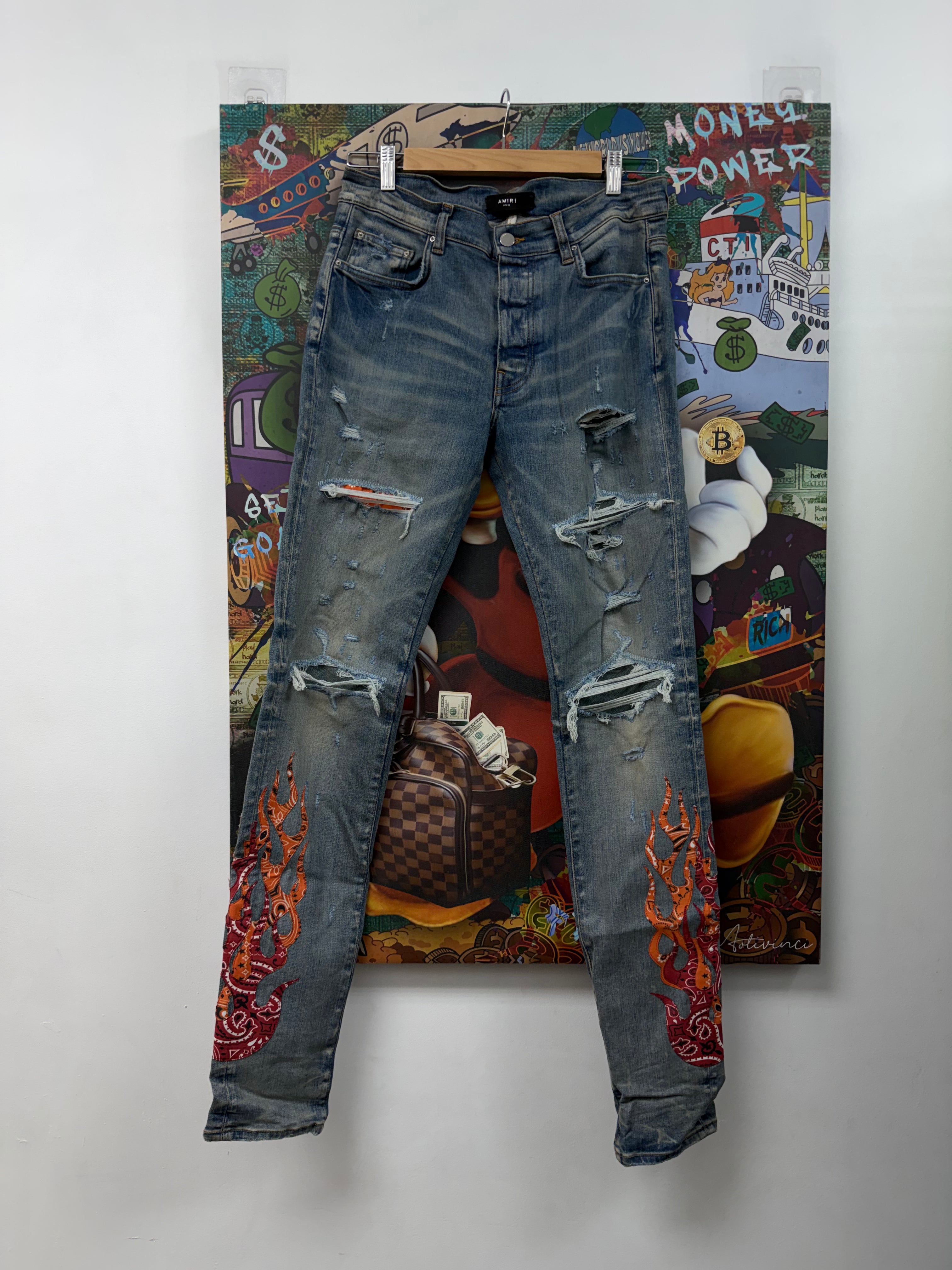 Amiri Black Wash Playboy Magazine Jeans