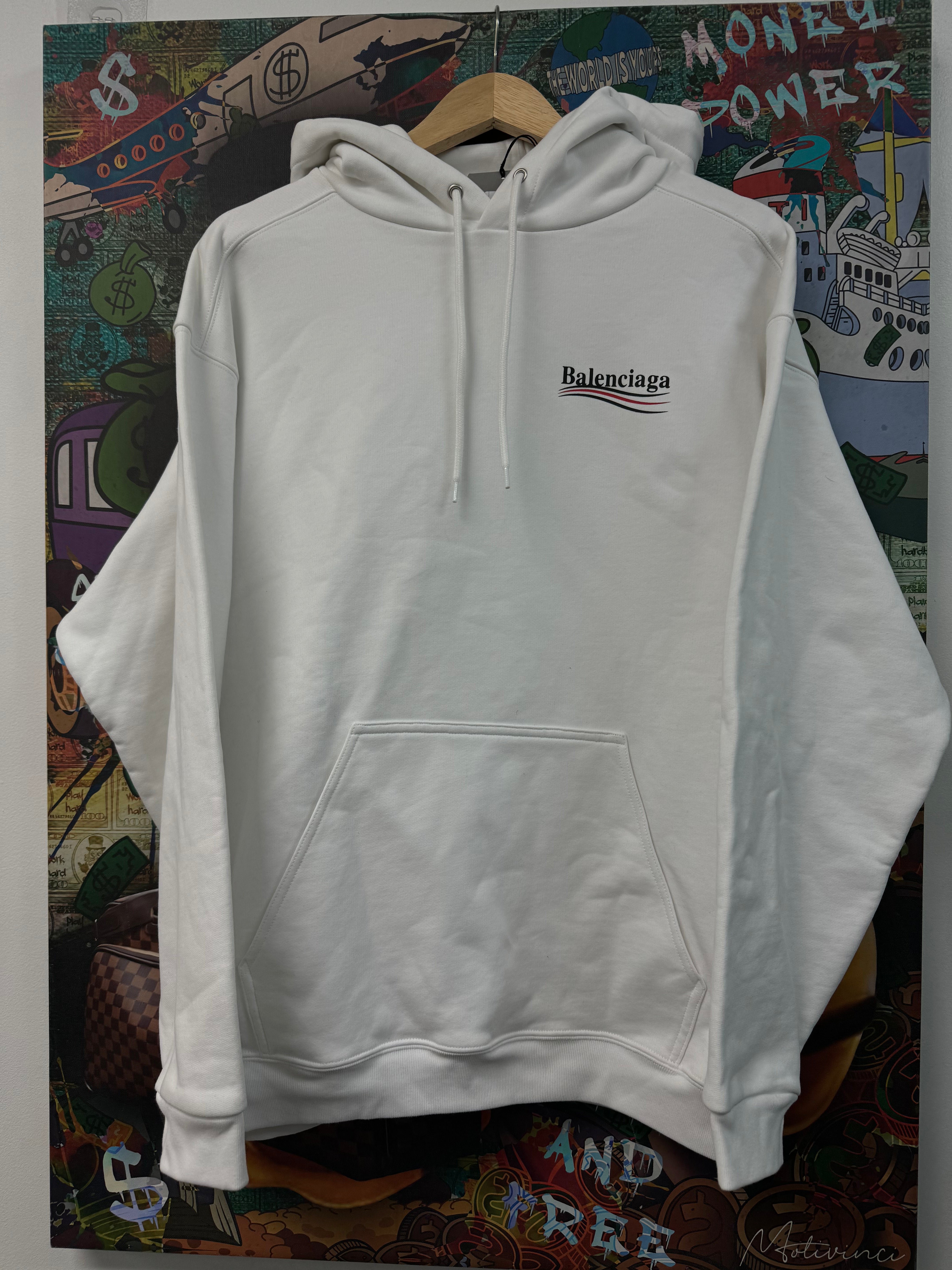 Balenciaga White Campaign Logo Hoodie