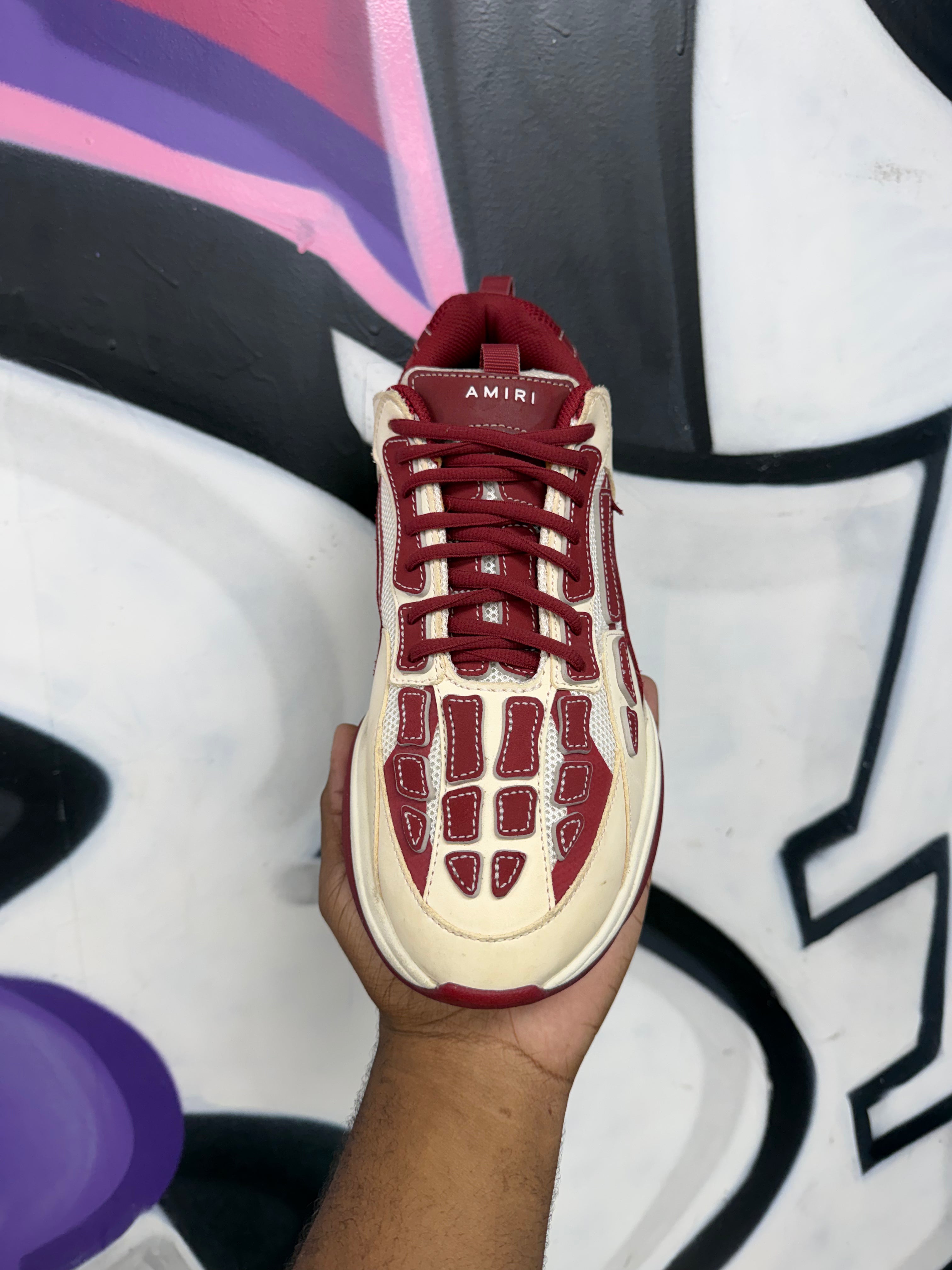 Amiri Maroon Cream Bone Runner Sneakers