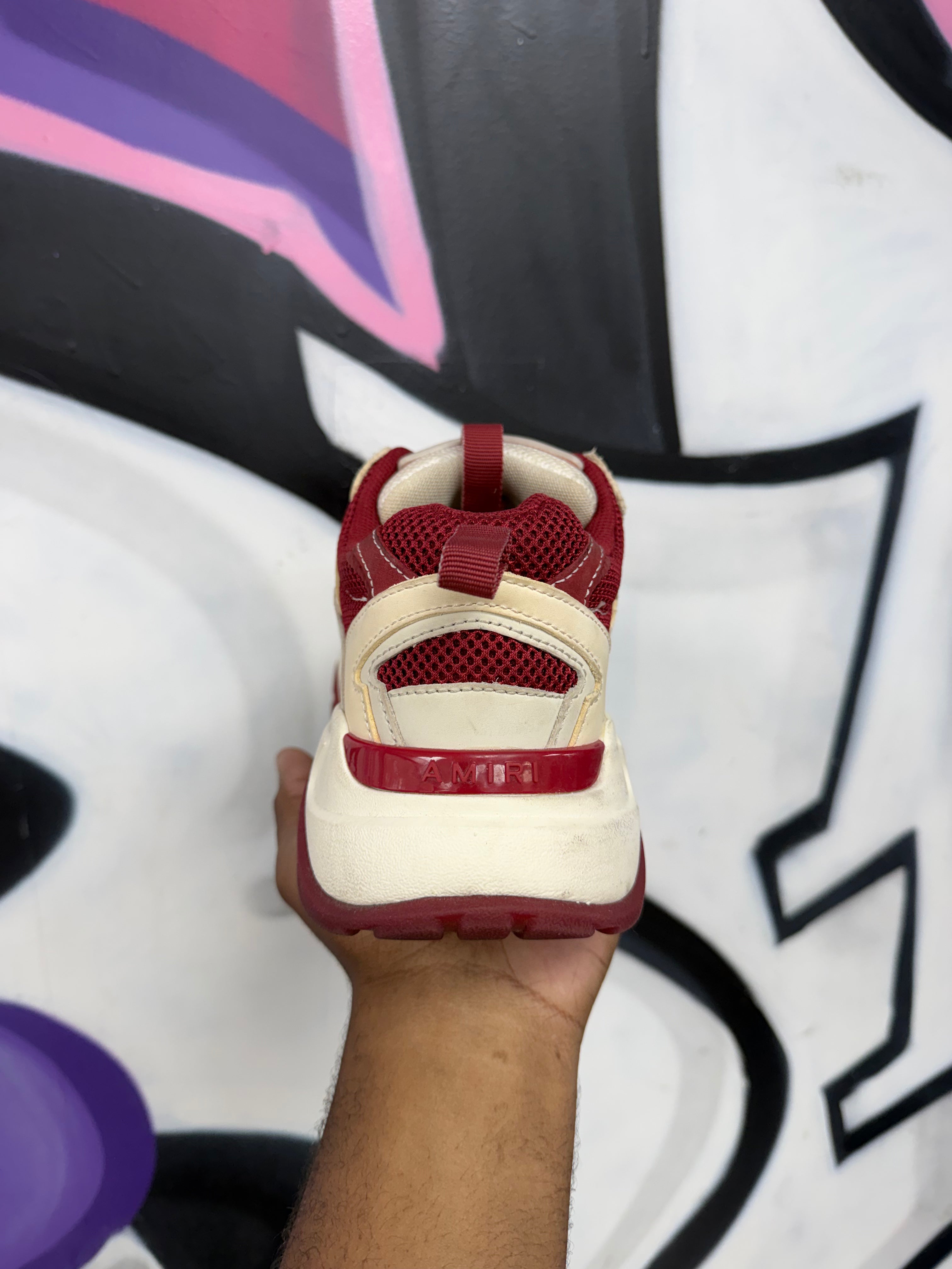 Amiri Maroon Cream Bone Runner Sneakers