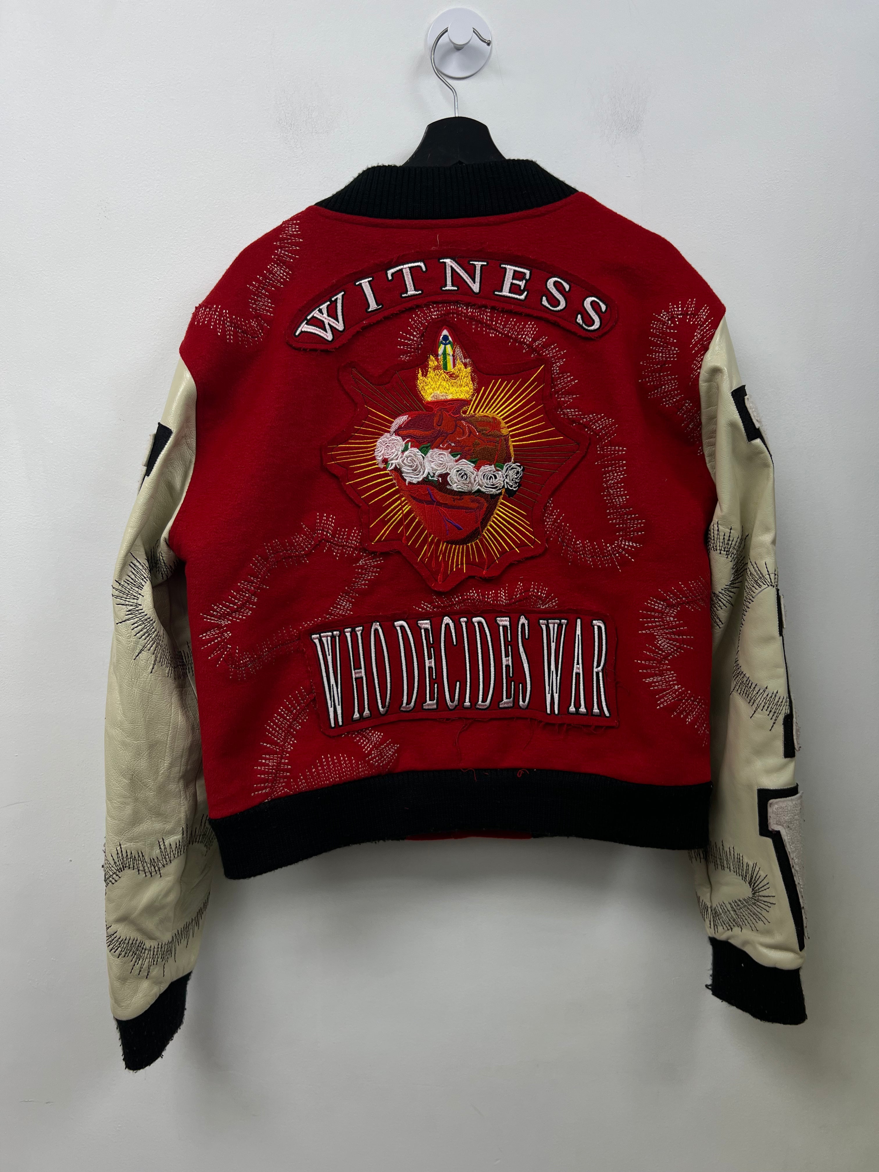 Who Decides War Red Varsity Jacket