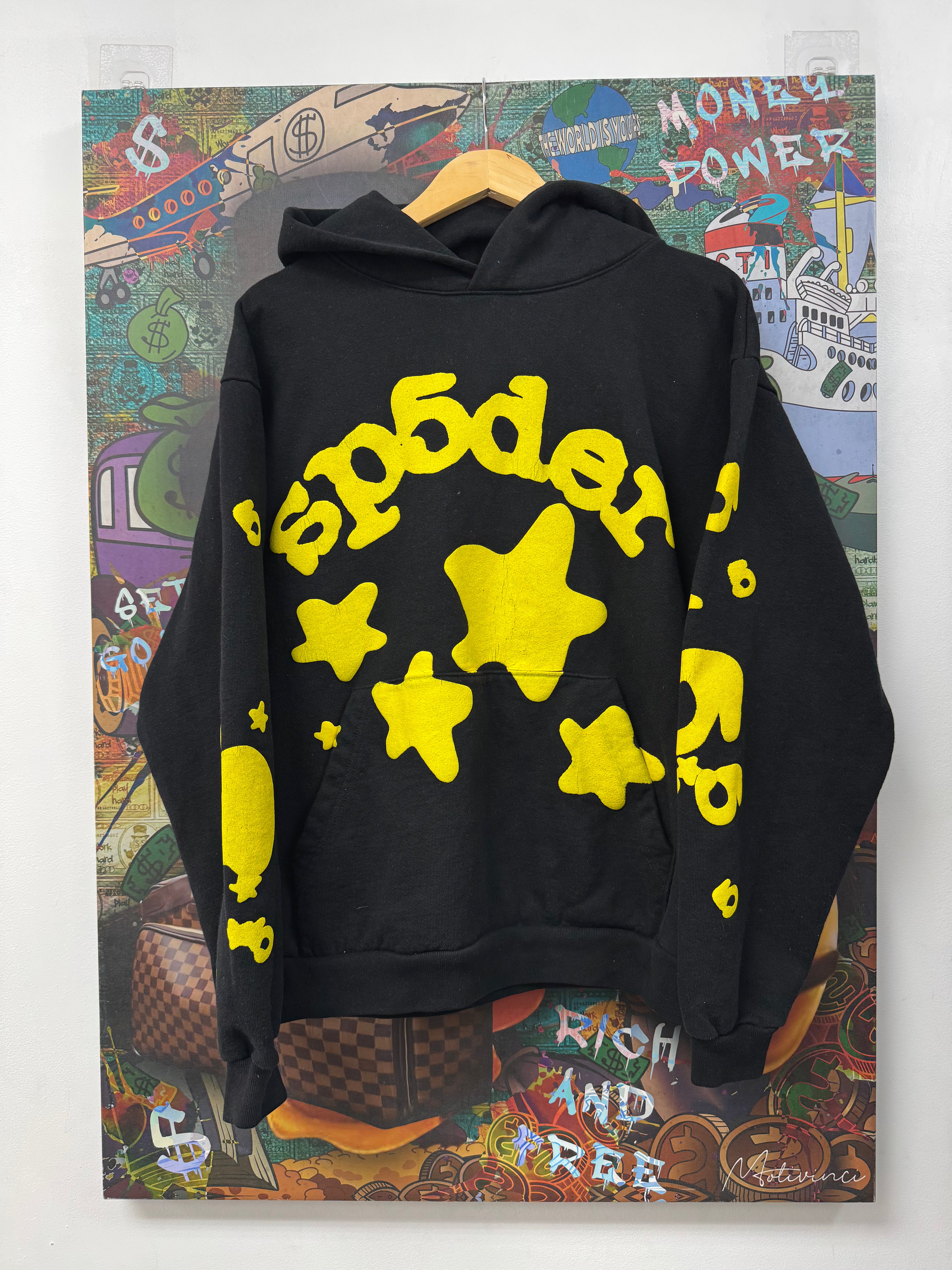 Sp5der Star Black Yellow Hoodie