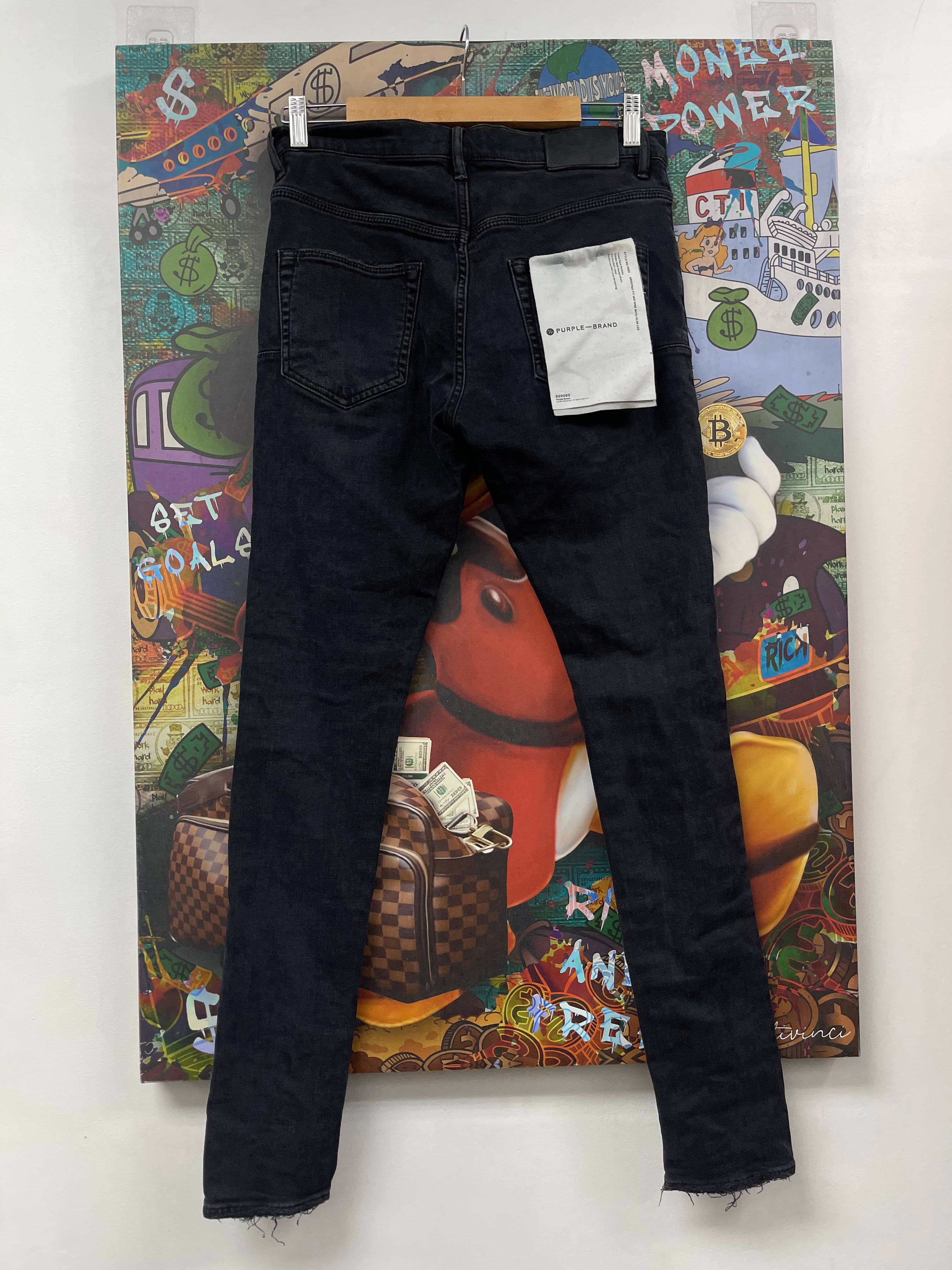 Purple Brand Black Wash Patchwork Jeans
