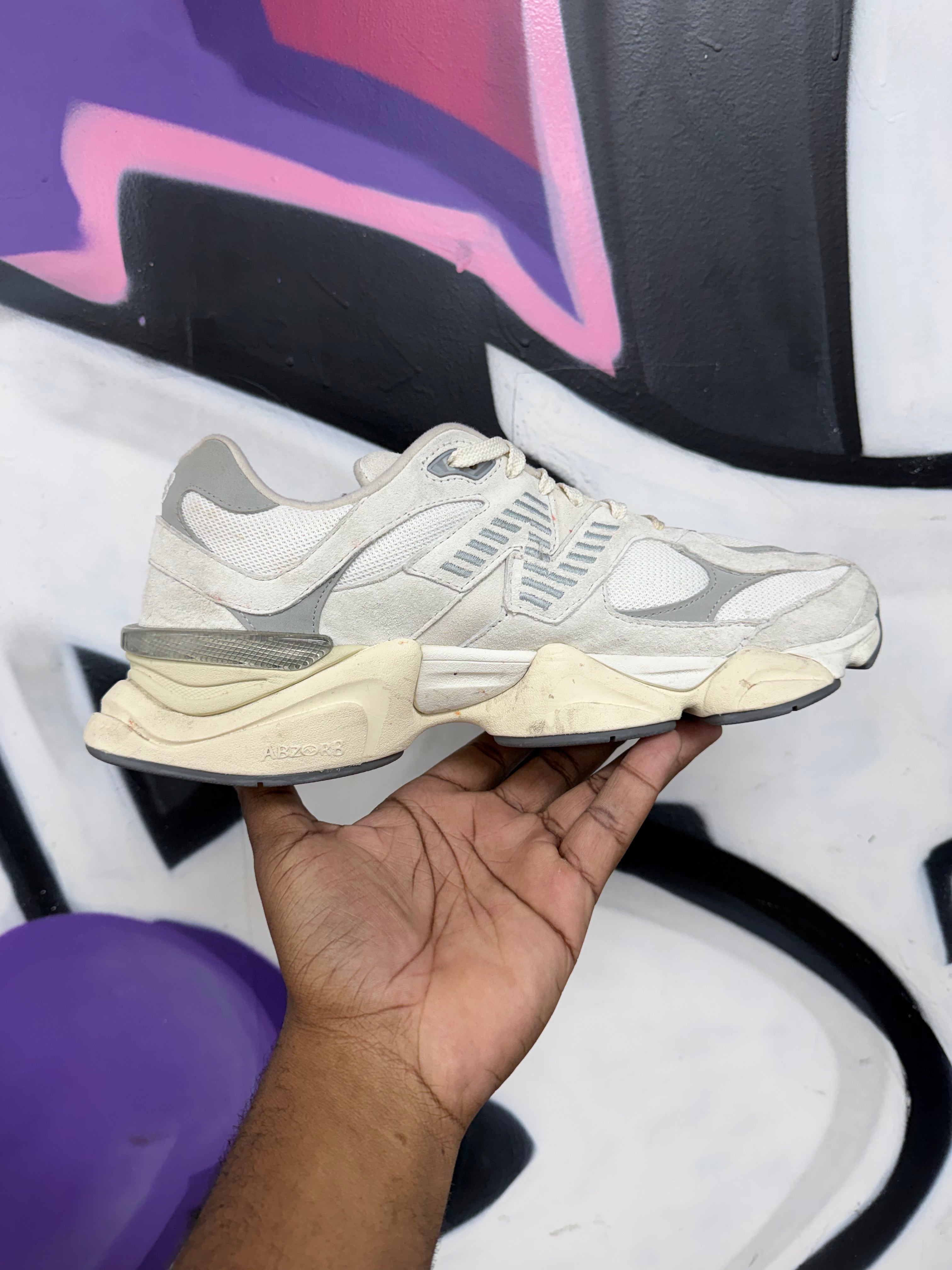 New Balance White Grey 9060 Sneakers