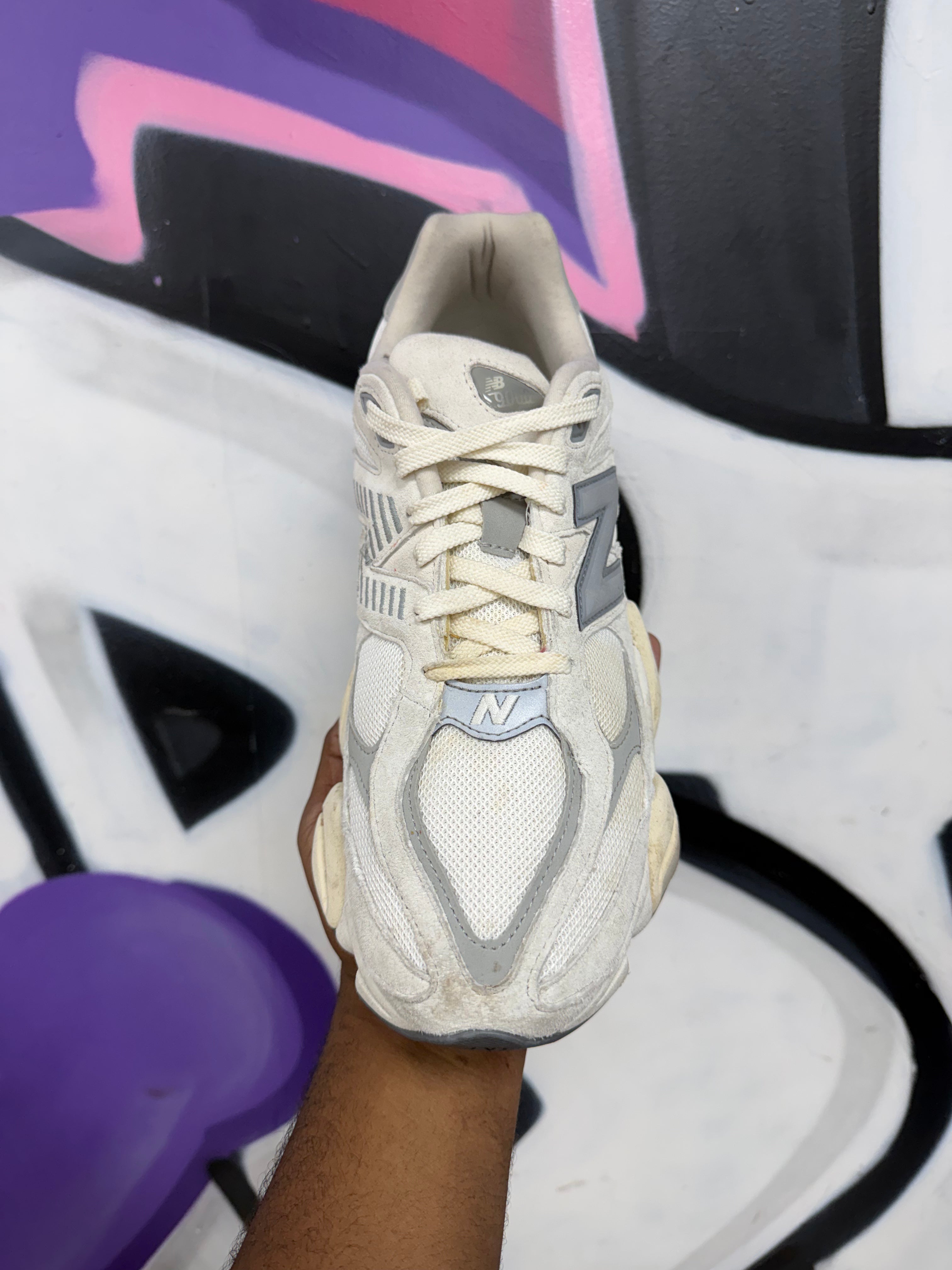 New Balance White Grey 9060 Sneakers