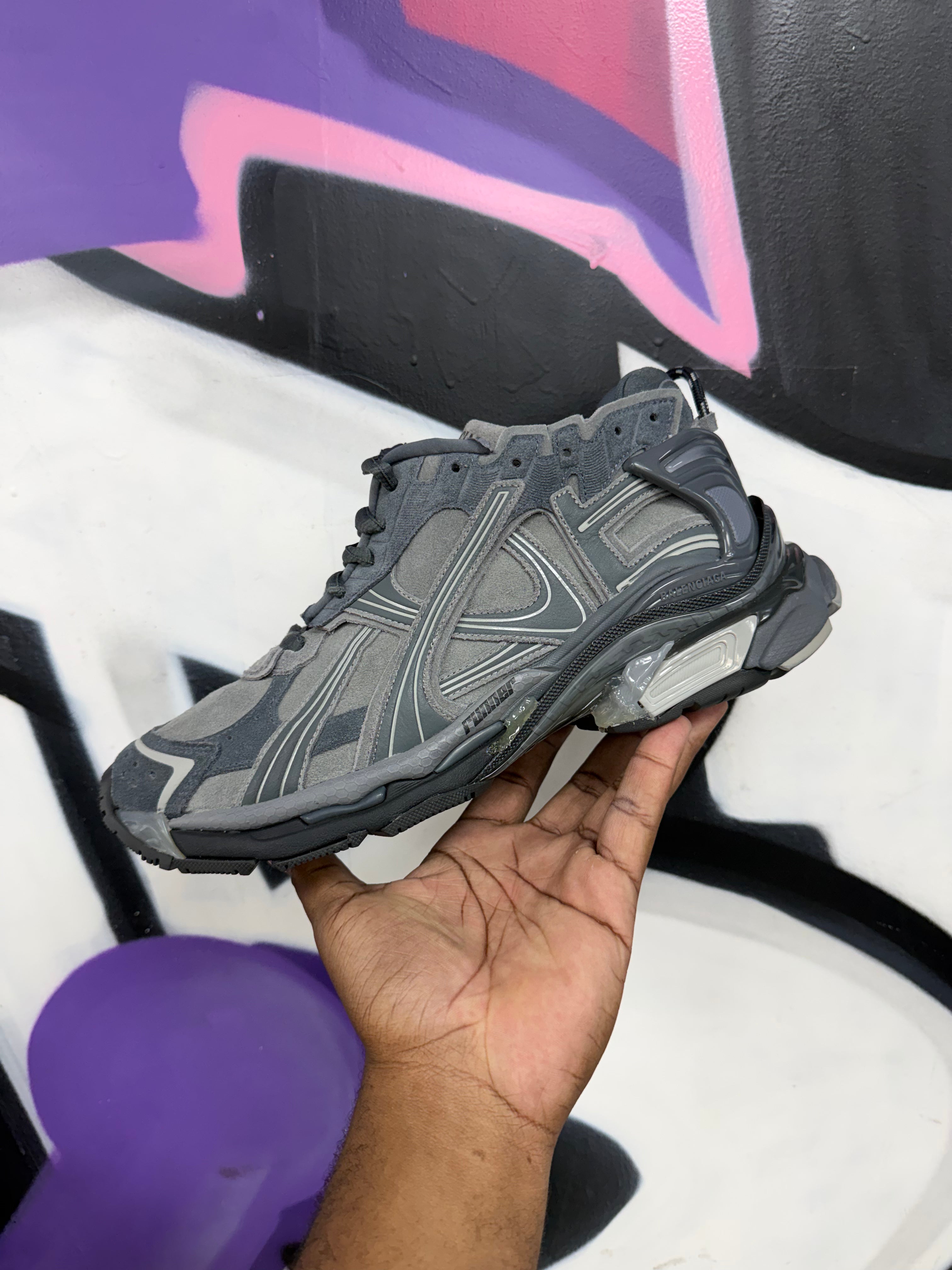 Balenciaga Grey Suede Runner Sneakers