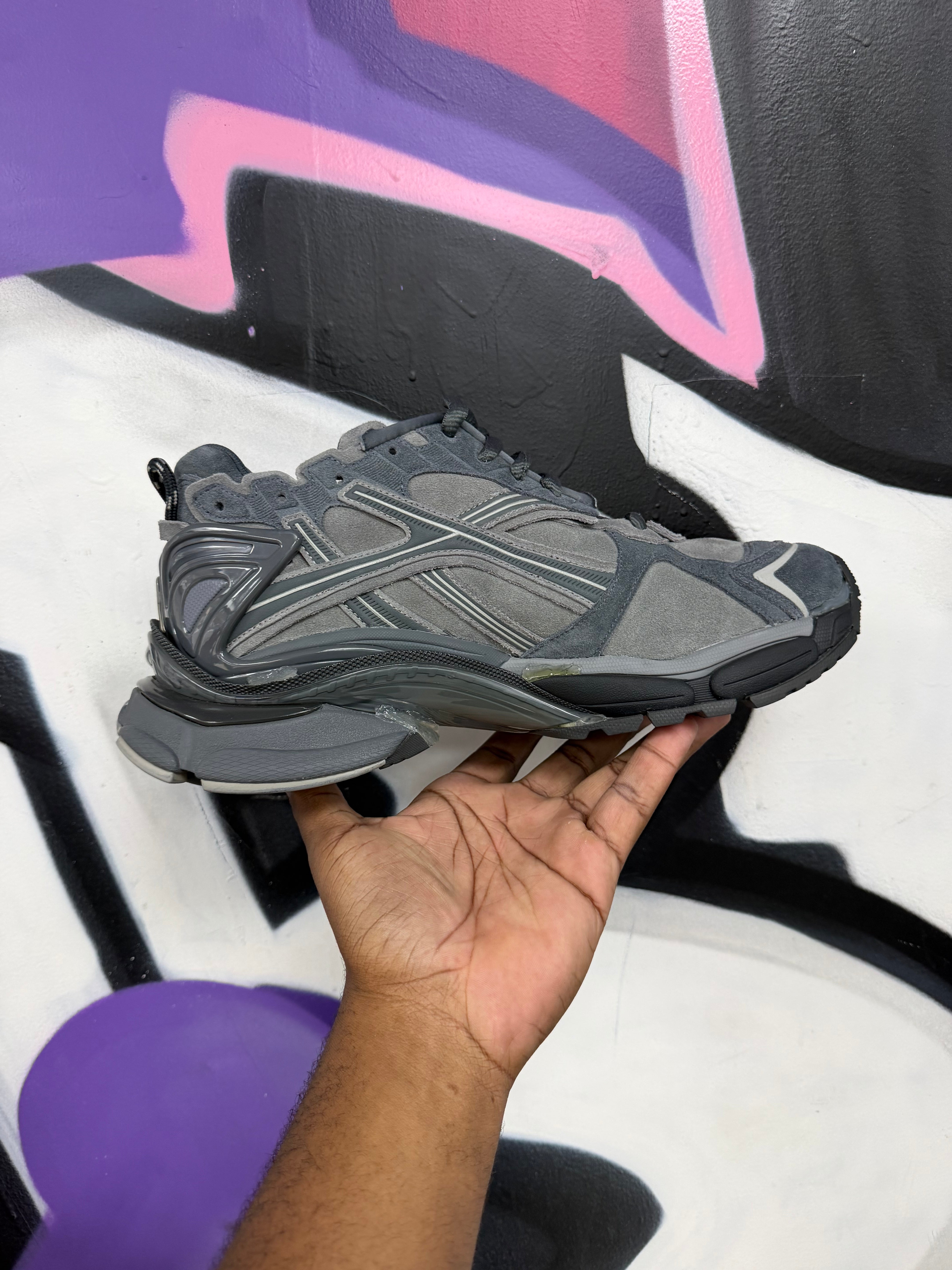 Balenciaga Grey Suede Runner Sneakers