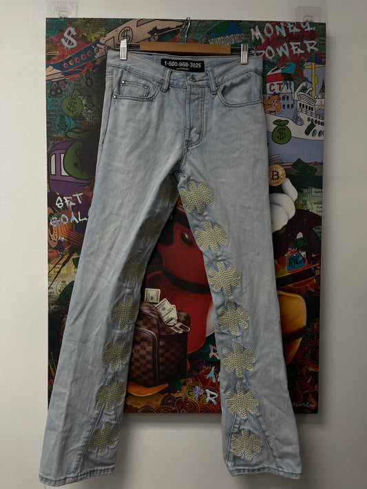 LostSHDWS Studded Jeans Light Wash Bone Used