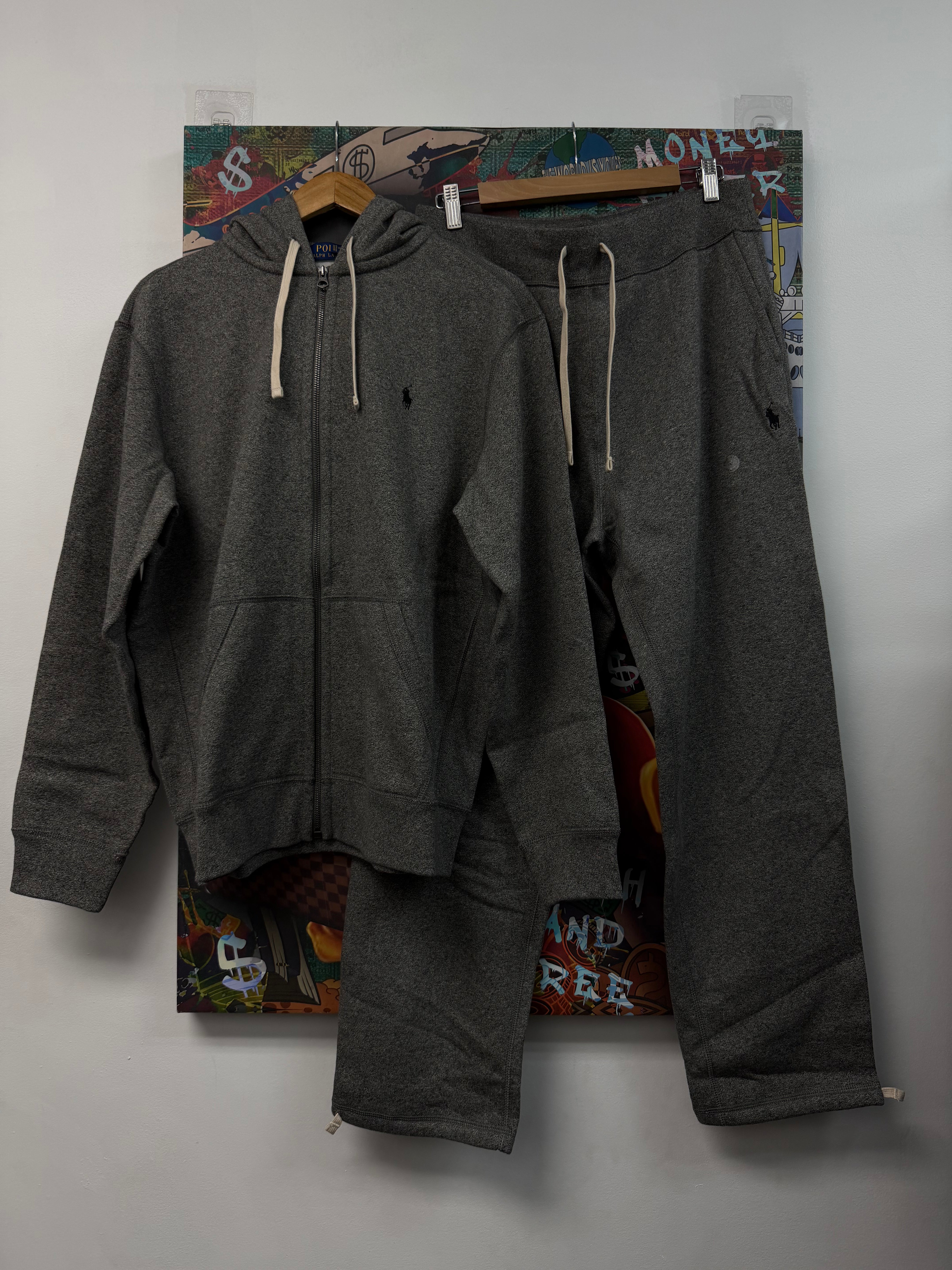 Polo Charcoal Grey Black Sweatsuit