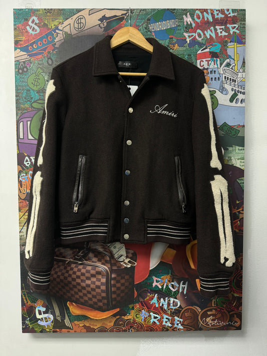 Amiri Bone Varsity Jacket Brown Used 46 (Small) N/A