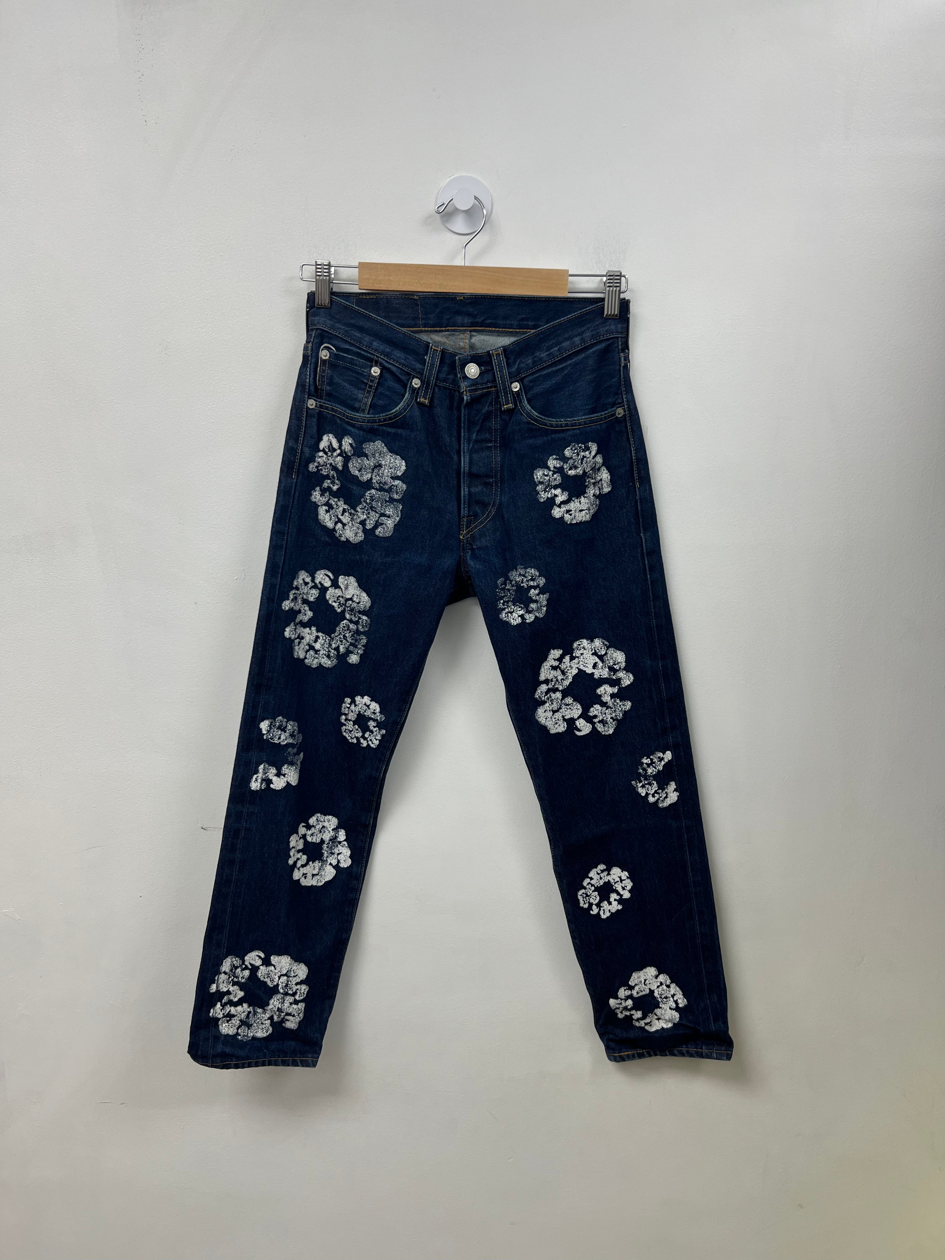 Denim Tears Navy Selvedge Cotton Wreath Jeans