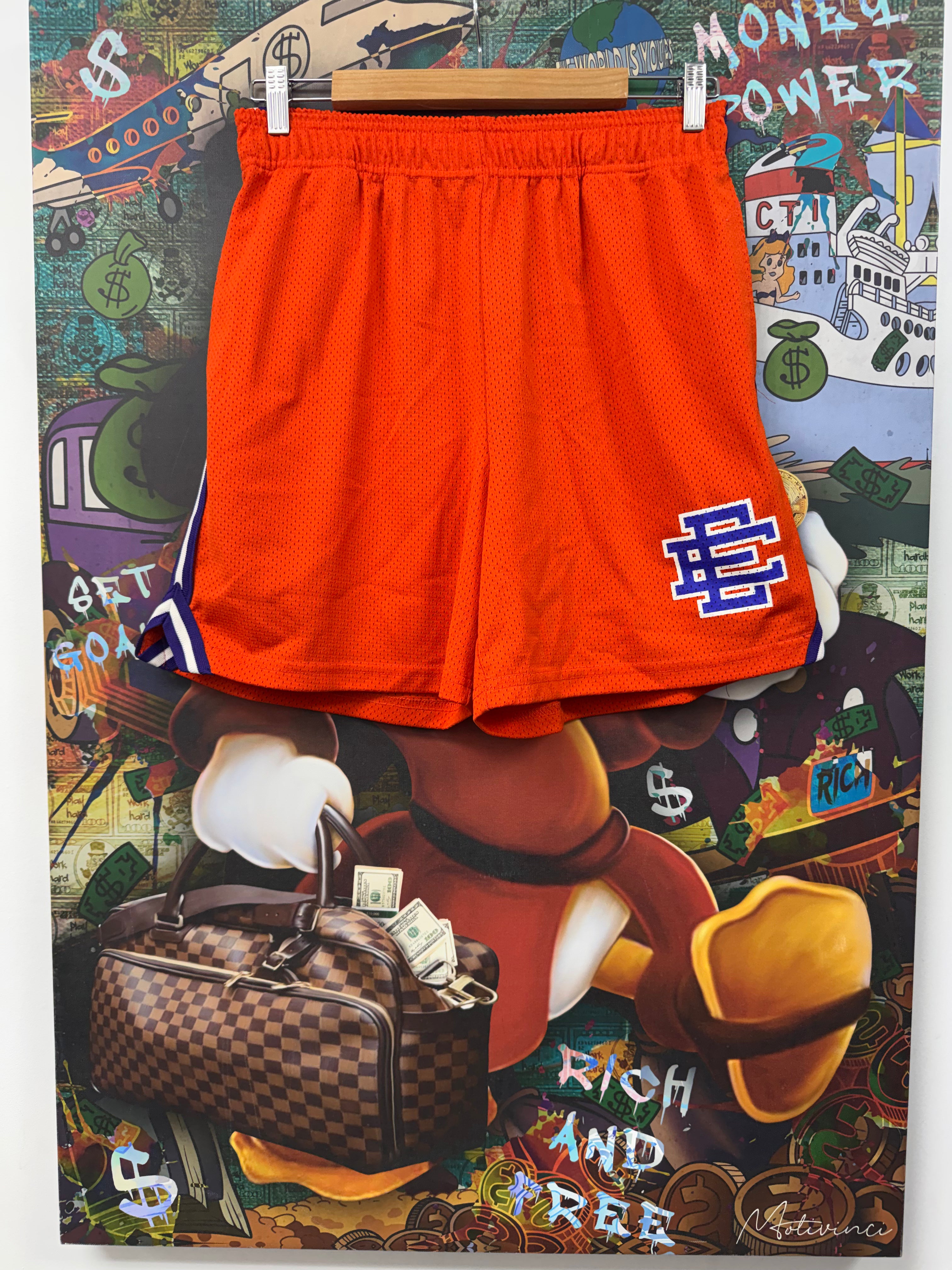 Eric Emanuel Orange Purple Striped Shorts