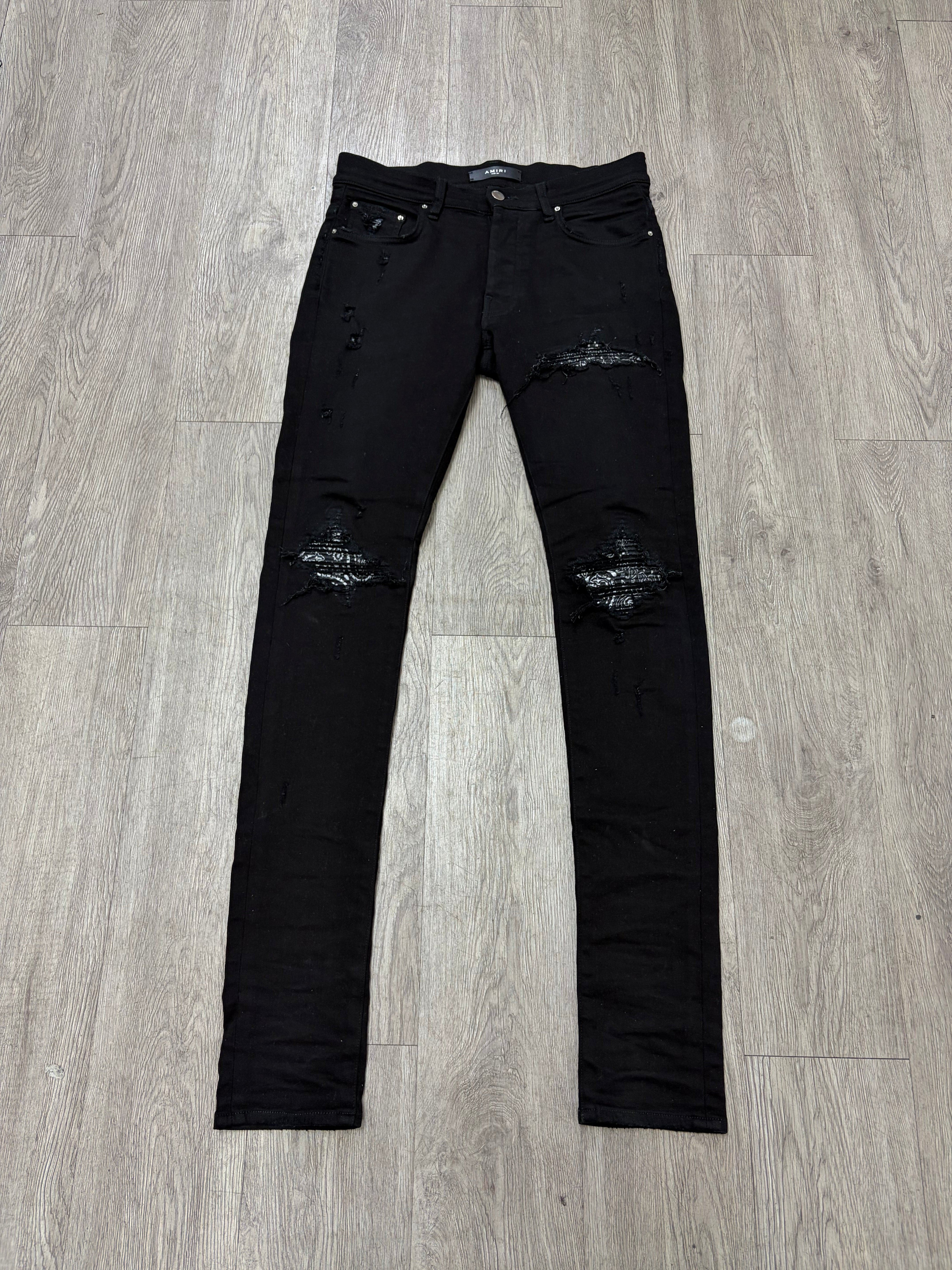 Amiri Black Paisley Patch MX1 Jeans