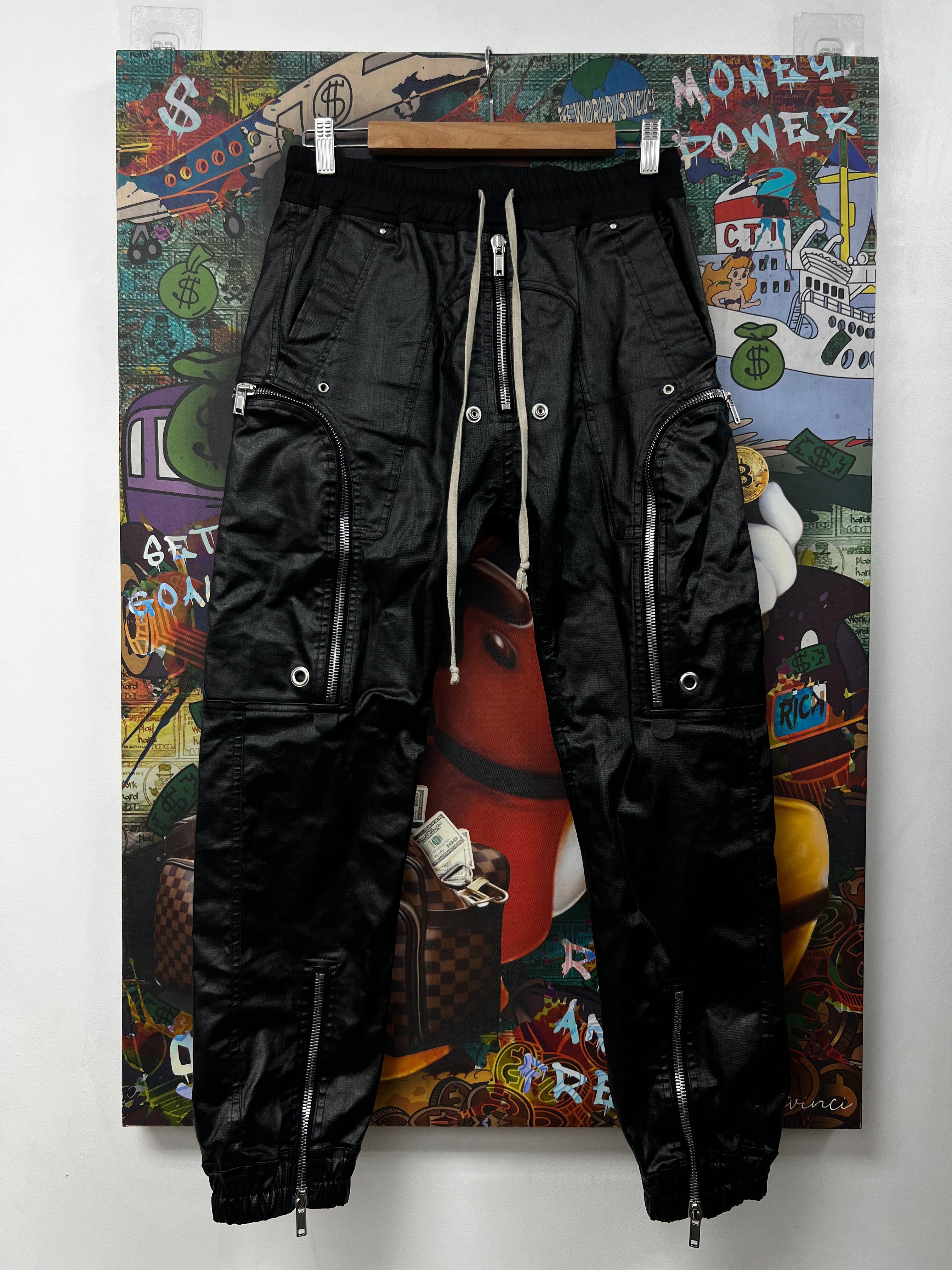 Rick Owens Black Wax Bauhaus (48) Cargo Pants