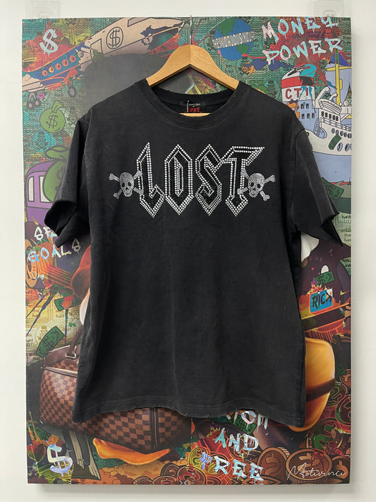 Lost Black Skull Rhinestone Tee Used