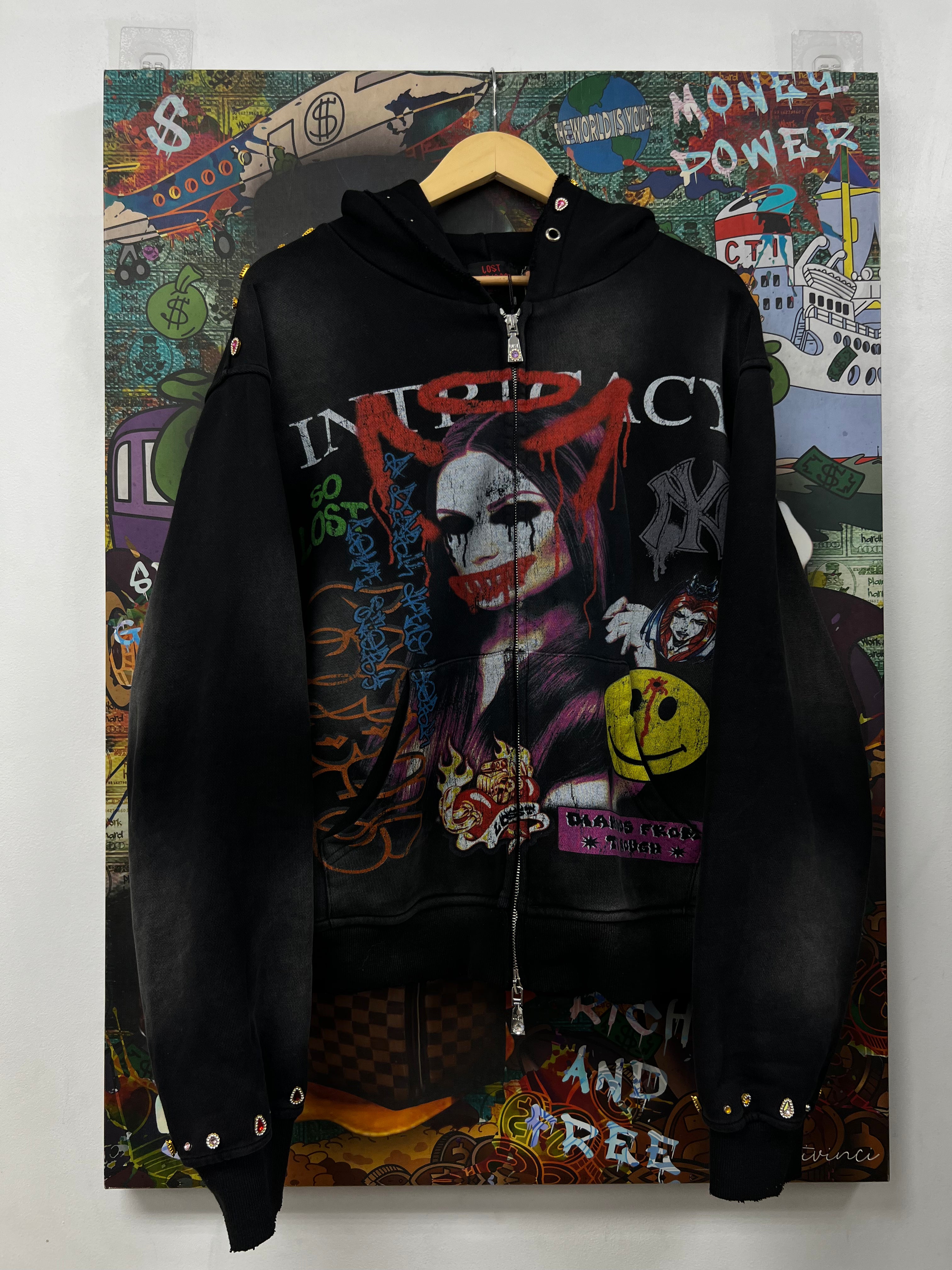 Lost Intricacy Black Paper Zip Up
