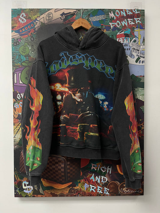 Godspeed Lifes A Gamble Grey Wash Hoodie  New With Tags