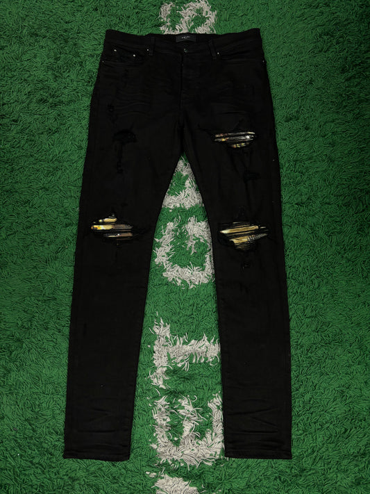 Amiri Jeans MX1 Black Aloha Patch Used 38 N/A