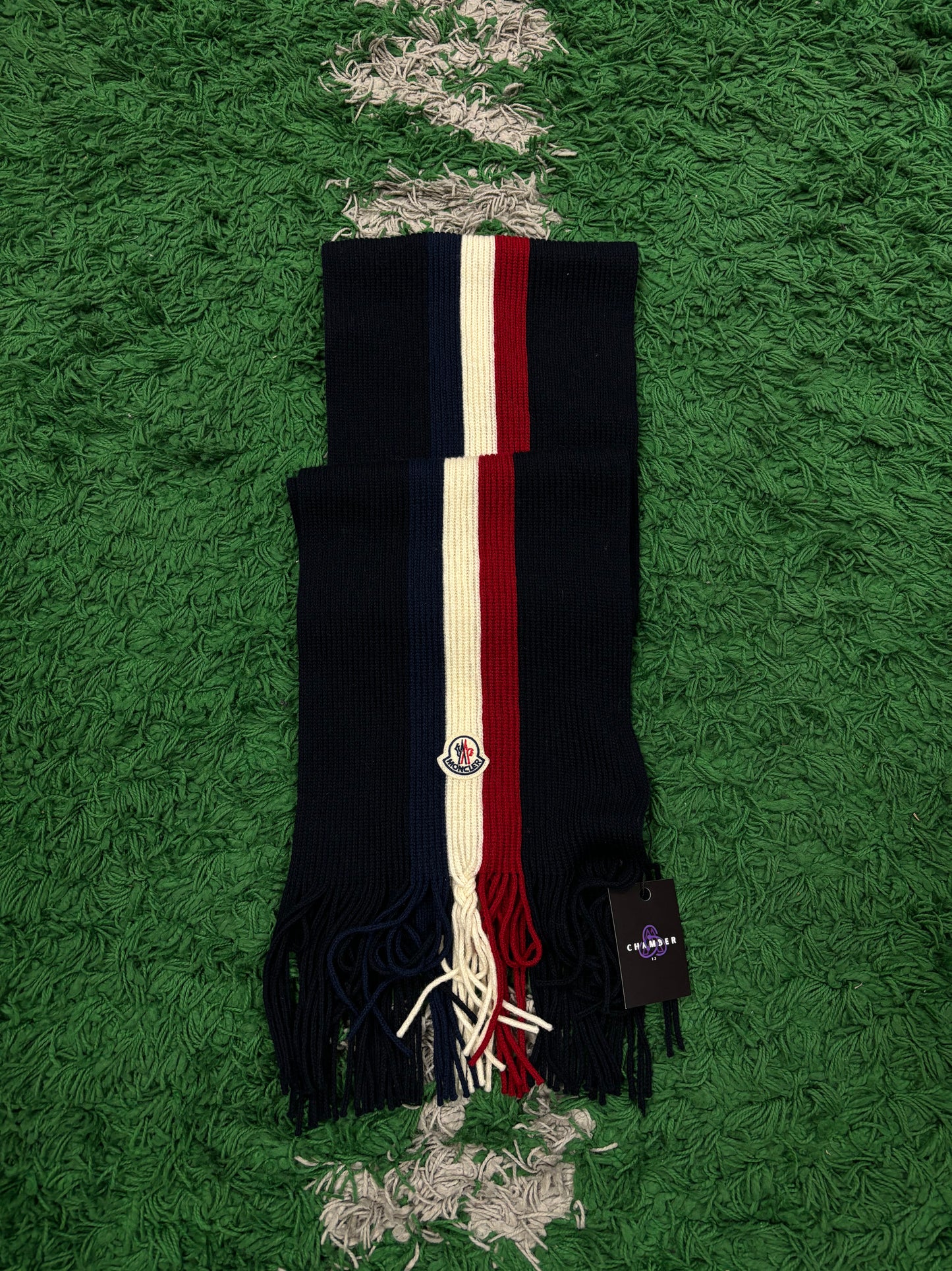 Moncler Scarf Red White Navy Used OS N/A