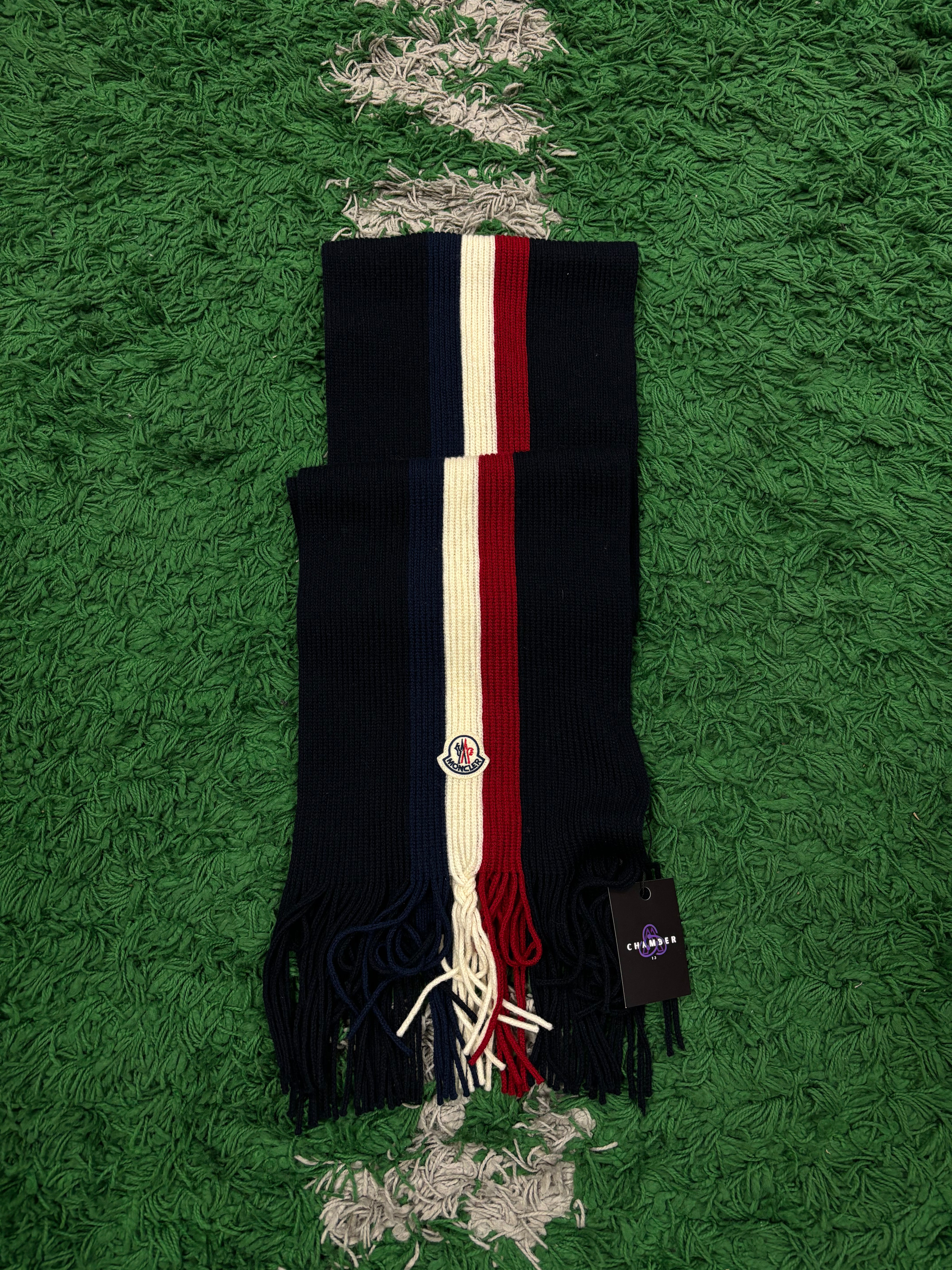 Moncler Scarf Red White Navy Used OS N/A