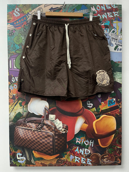 Saint Vanity Brown Nylon Shorts  Used