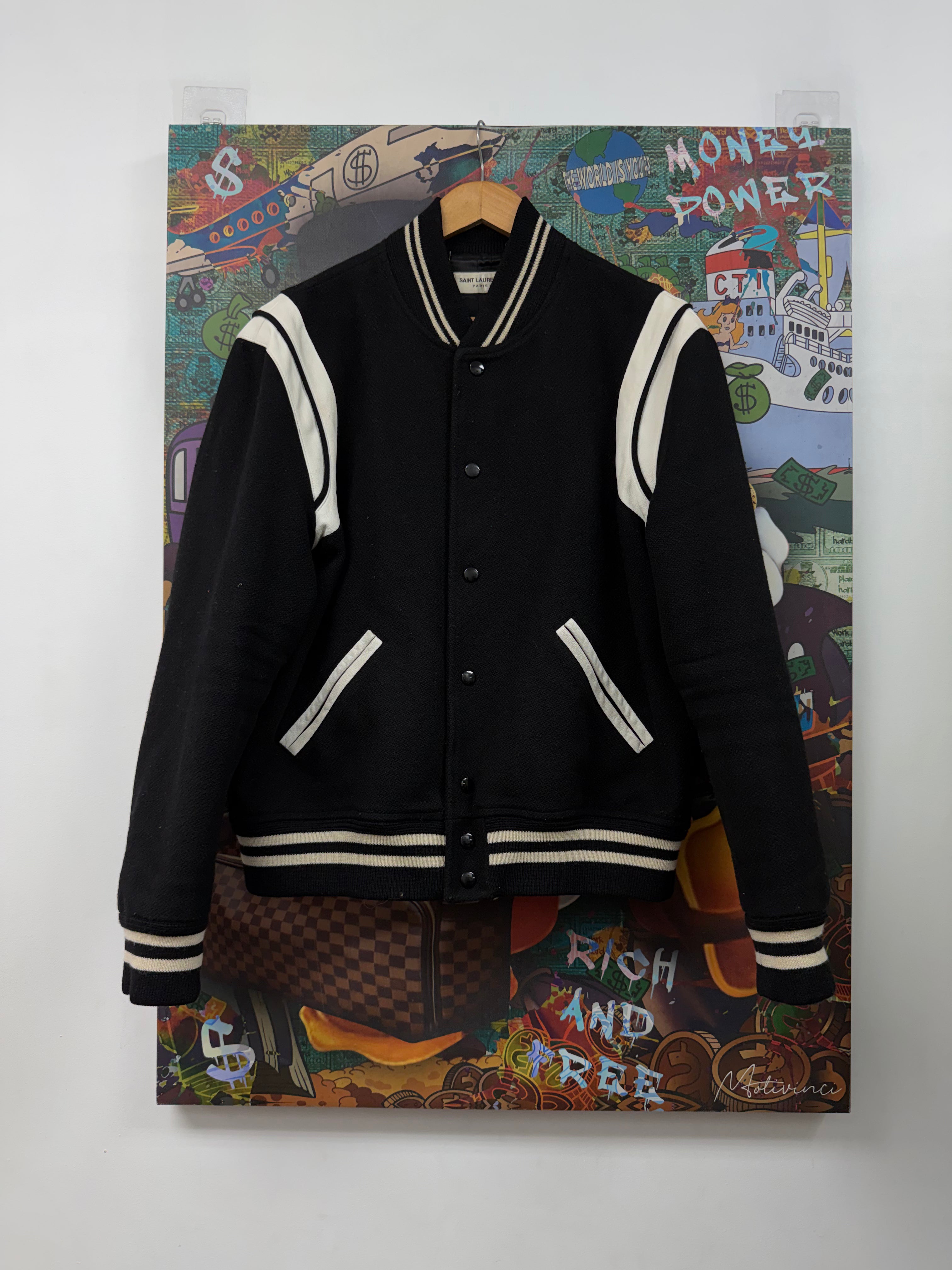 Saint Laurent Black Teddy (54) Varsity Jacket