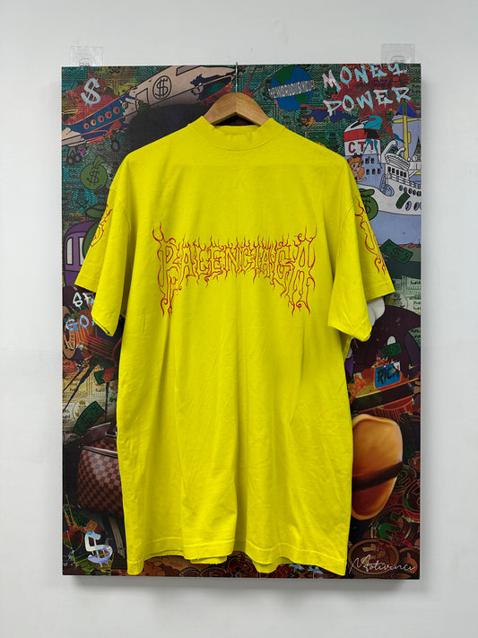 Balenciaga Dark Wave Vintage Tee Yellow Red New 1 (Fits Oversized) With Tags