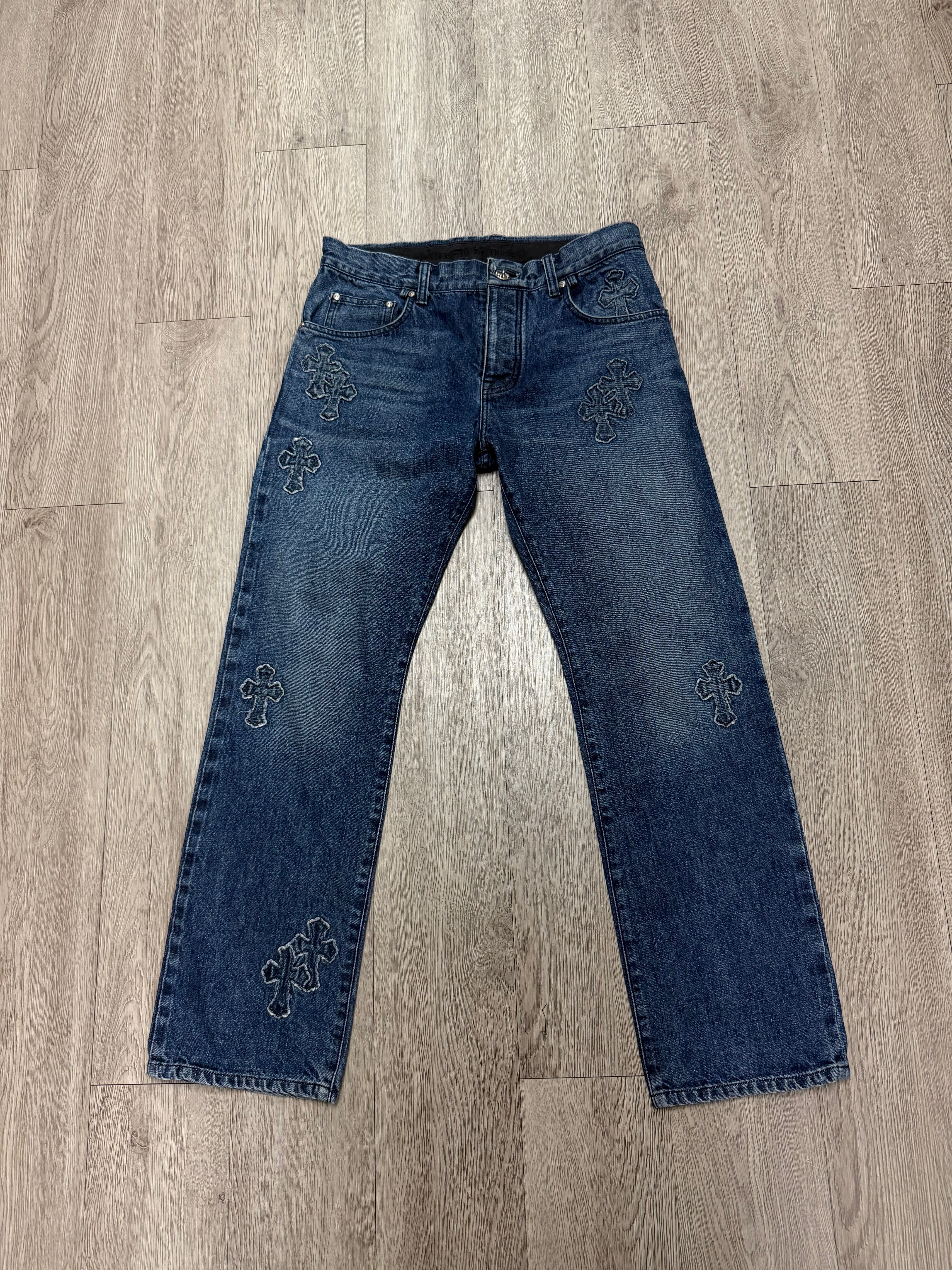 Chrome Hearts Dark Wash Denim on Denim Patch Jeans