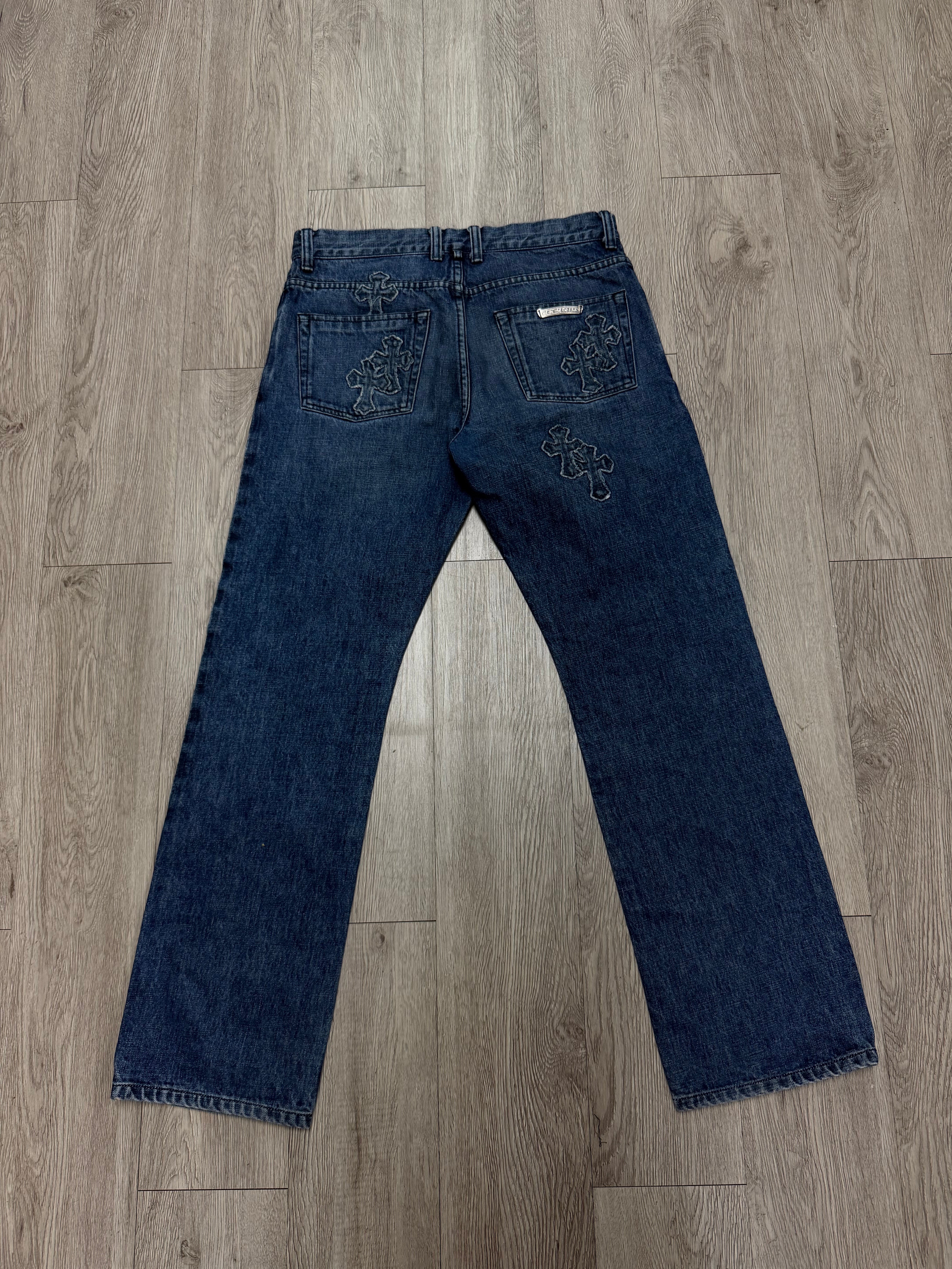 Chrome Hearts Dark Wash Denim on Denim Patch Jeans
