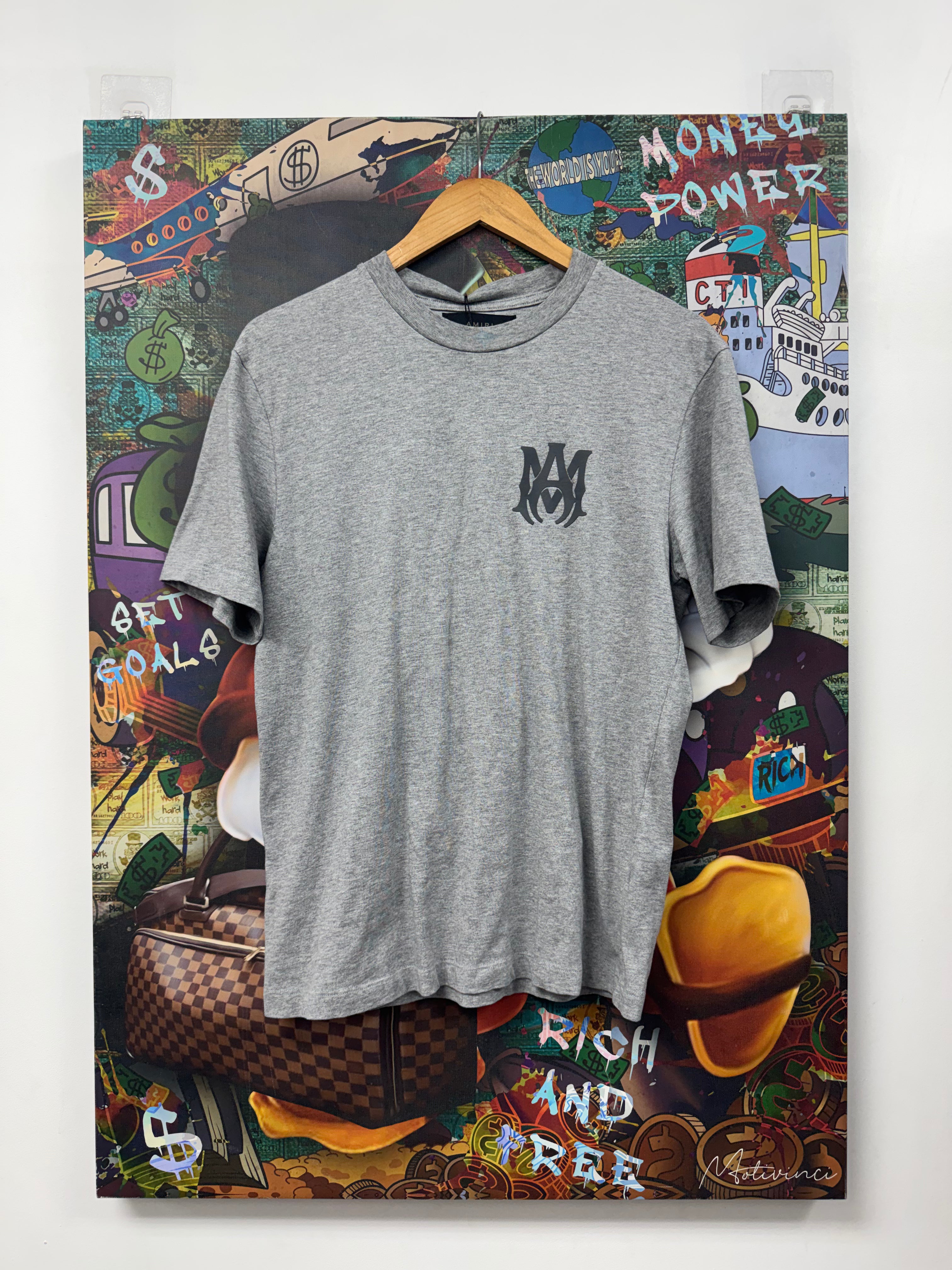 Amiri Grey Tonal MA Logo Tee