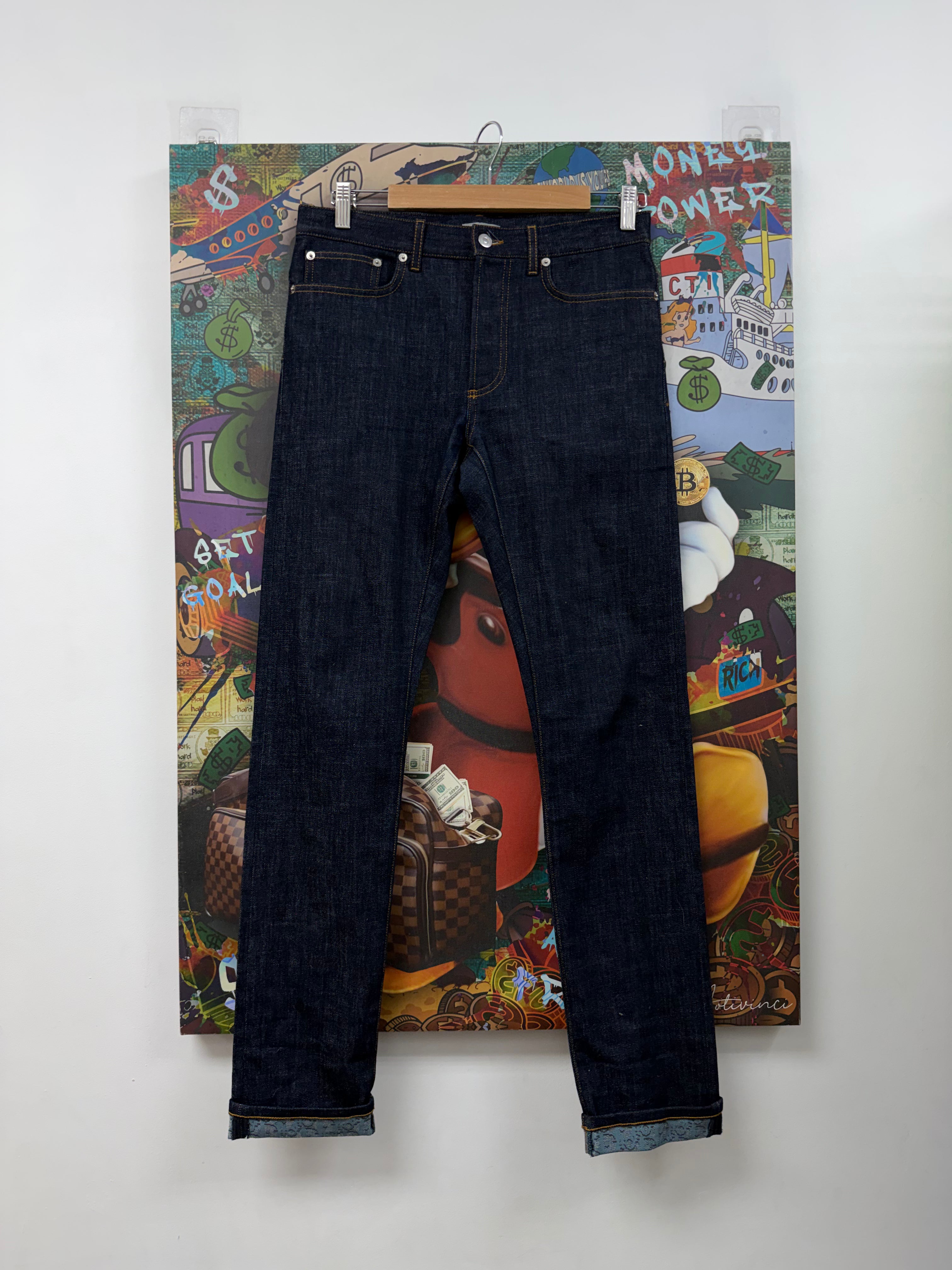 Dior Navy Selvedge Cuff Logo Jeans