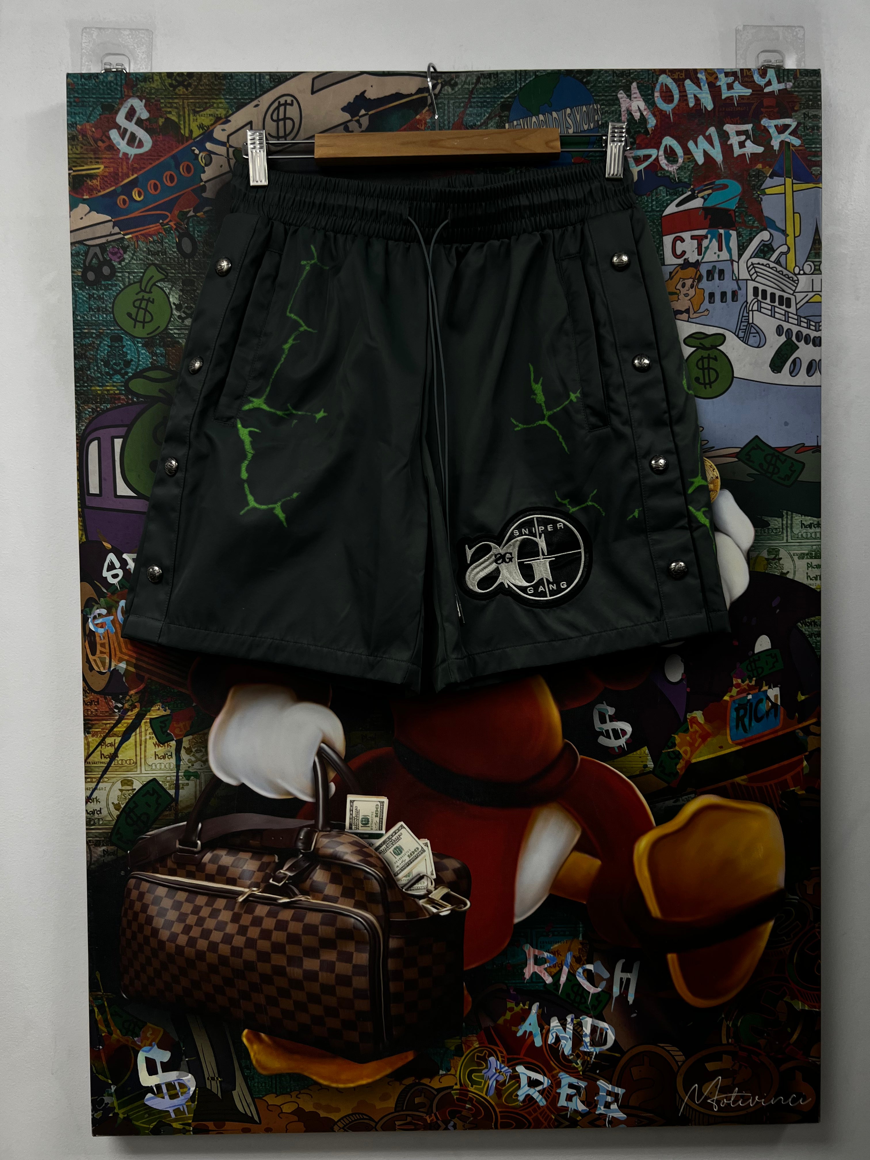 Triple Sevens Grey Green Bolt Shorts
