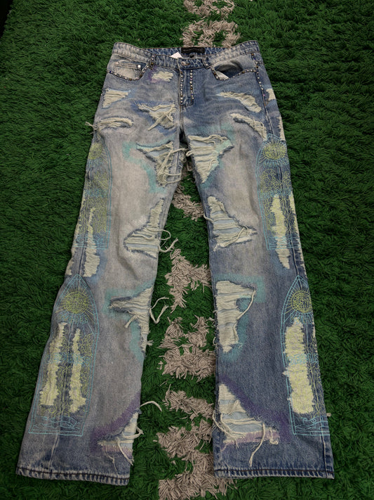 WDW Light Wash Jeans Studded Multi Used 36 N/A