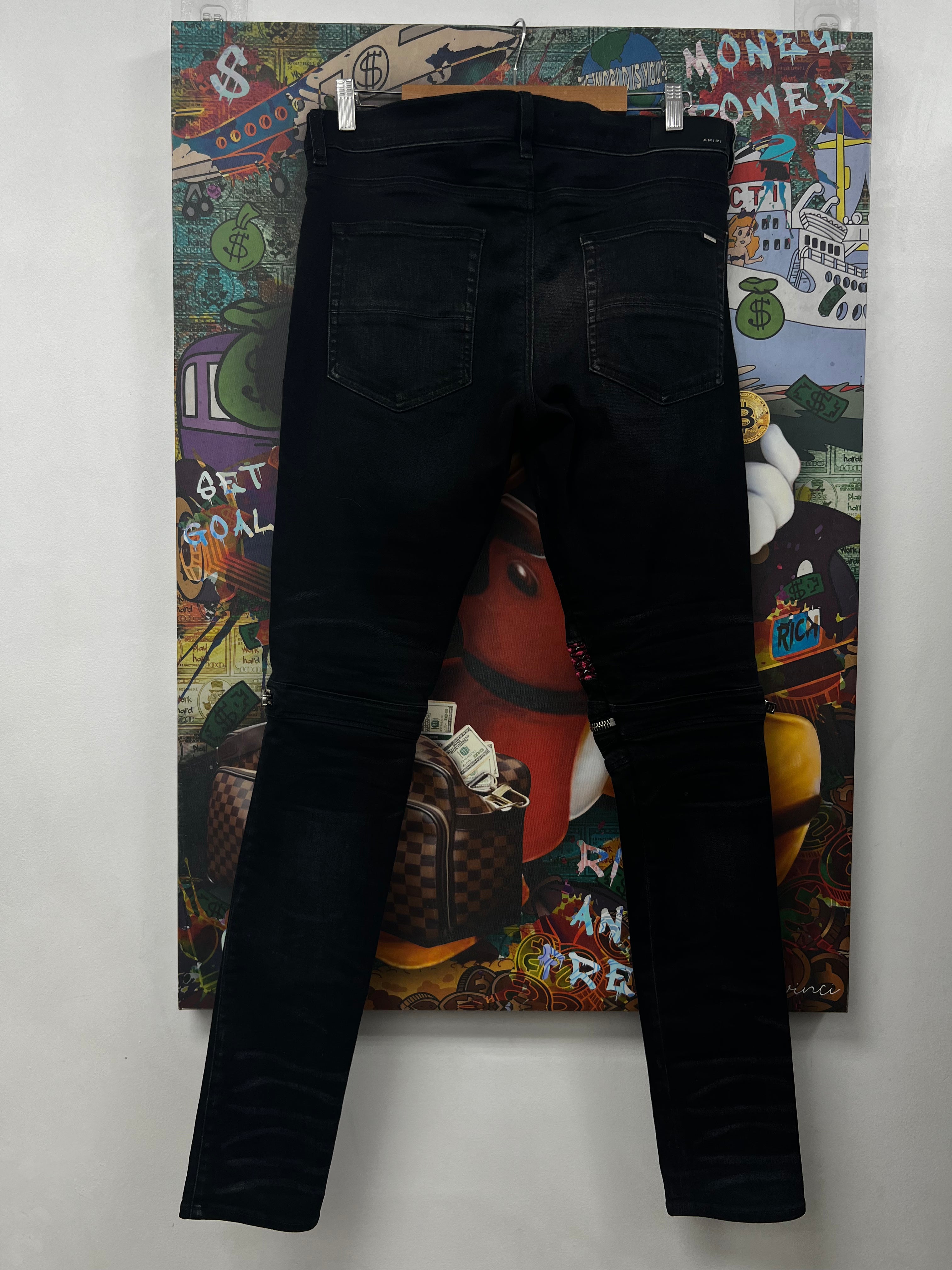 Amiri MX2 Black Wash Cherry Patch Jeans