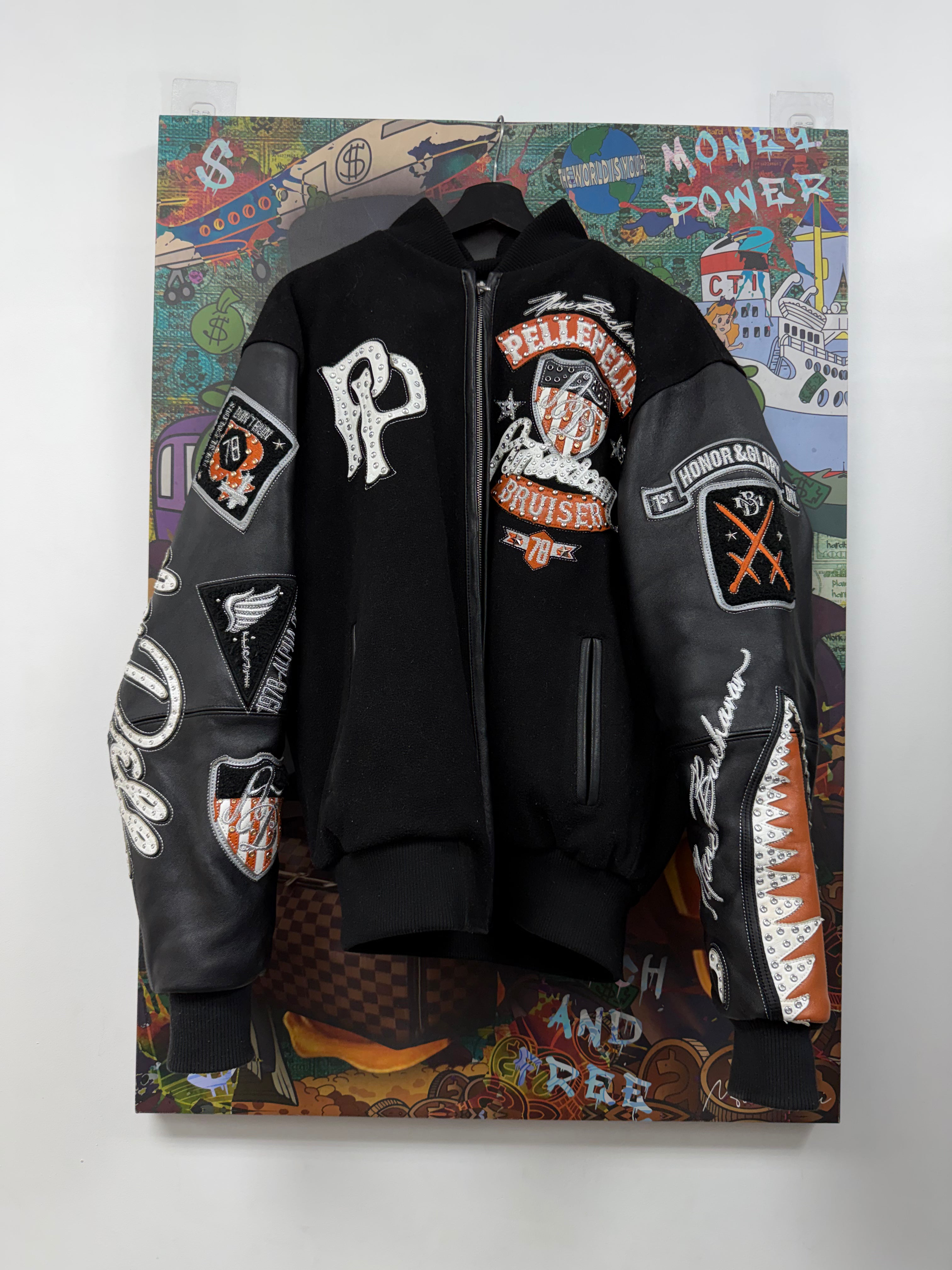 Pelle Pelle Black Orange Varsity Jacket