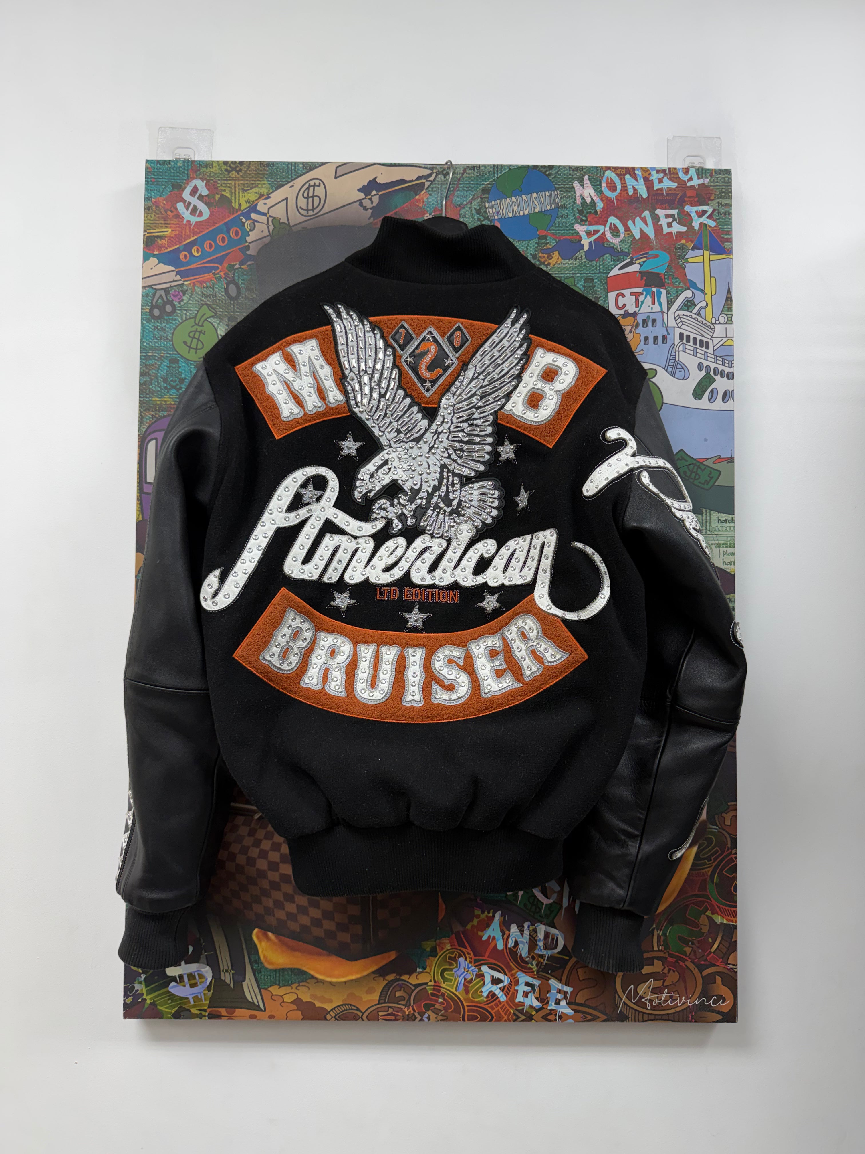 Pelle Pelle Black Orange Varsity Jacket