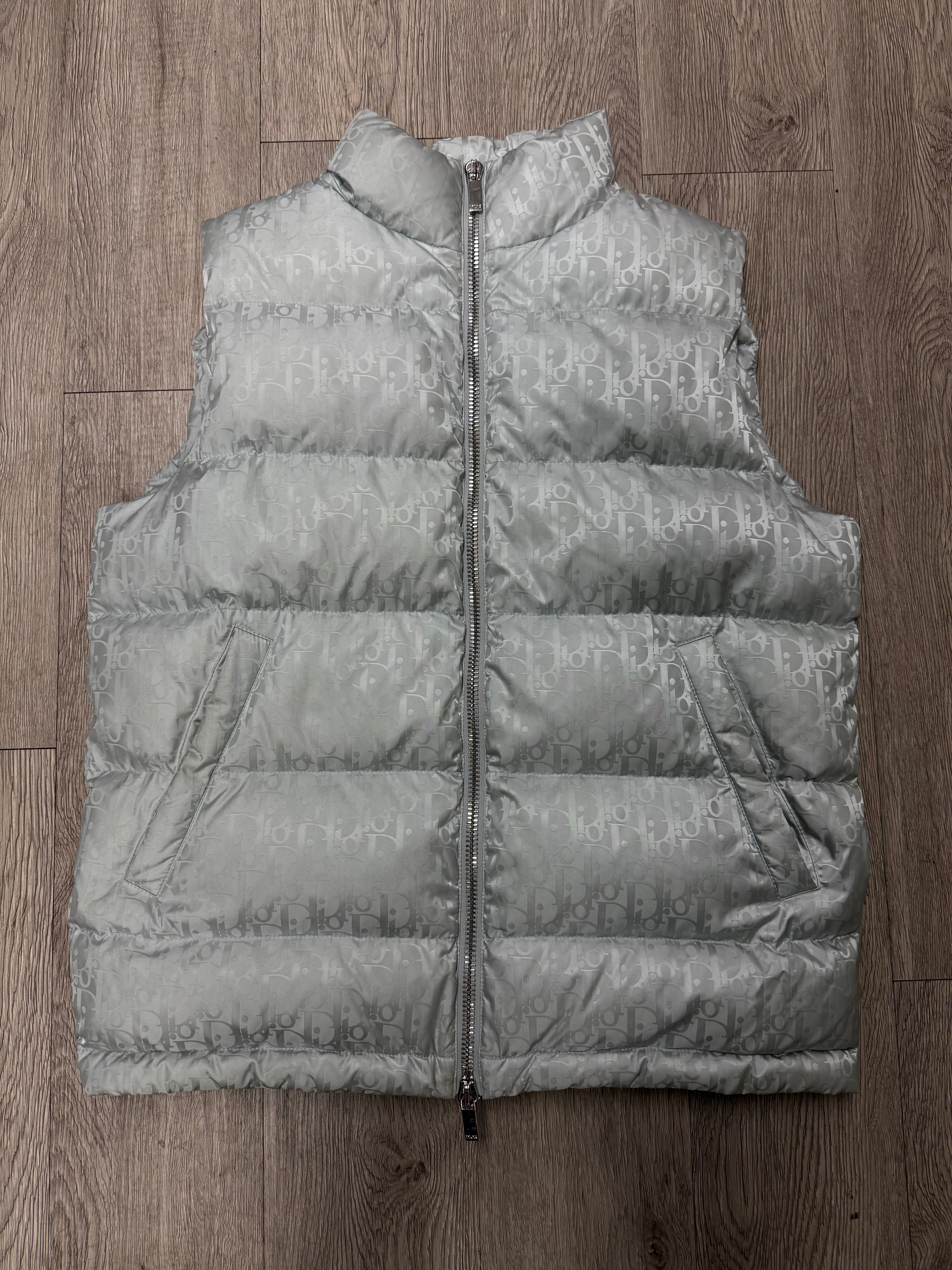 Dior Oblique Silver Puffer Vest