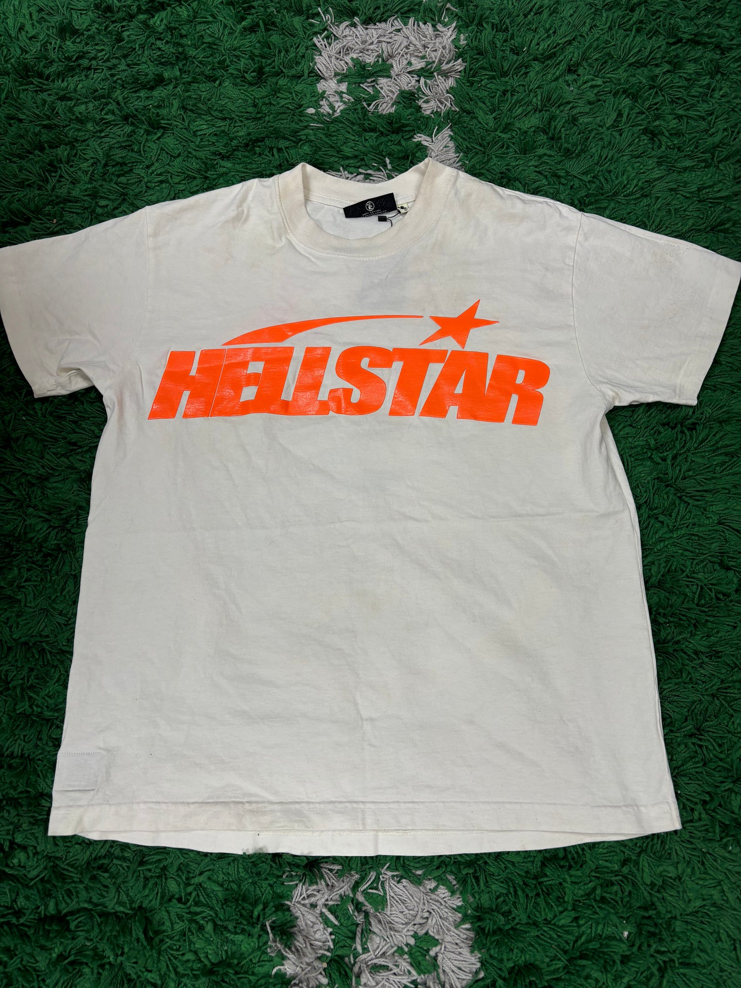 Hellstar Tee Cream Orange Sport Logo Used Small N/A