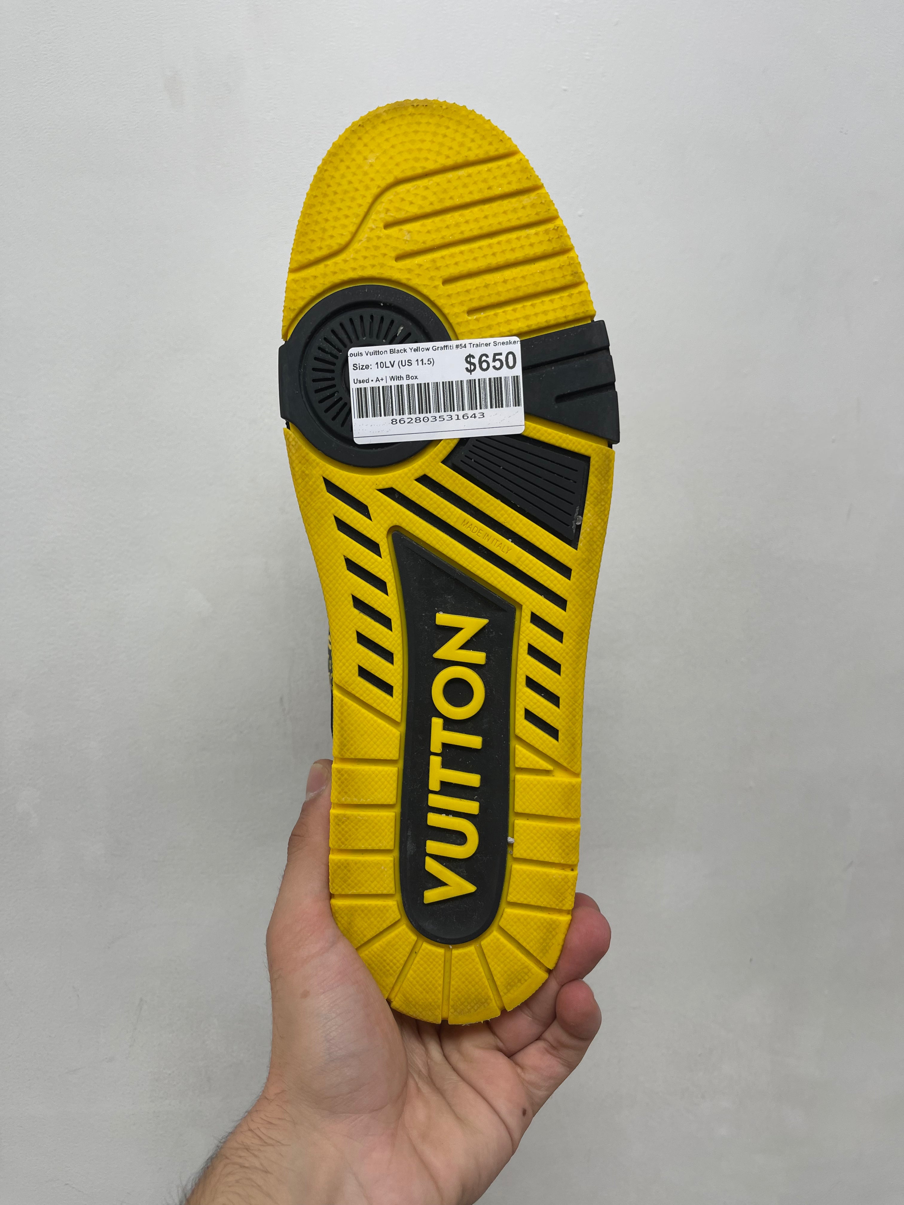 Louis Vuitton Black Yellow Graffiti #54 Trainer Sneakers