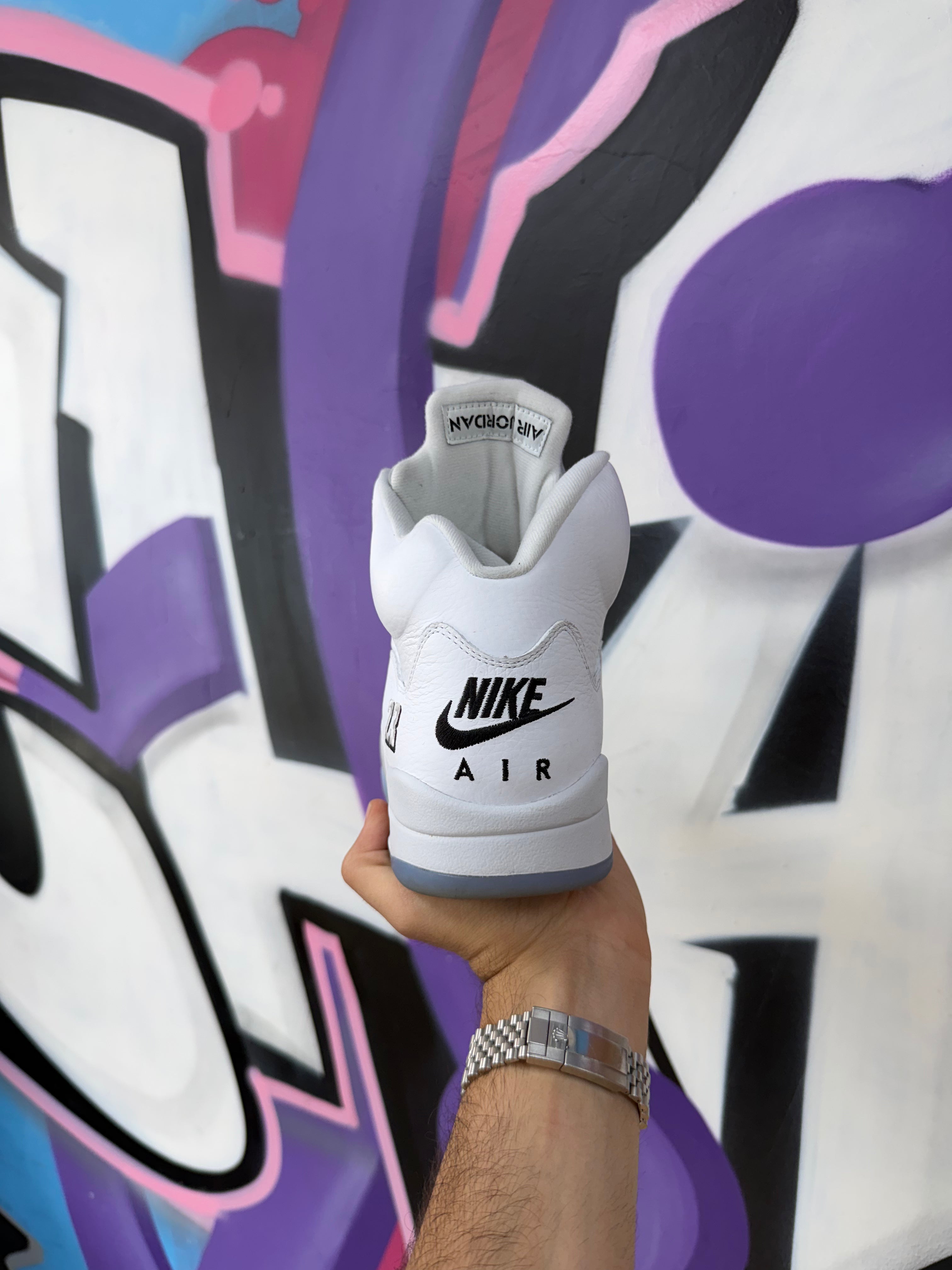 Jordan 5 White Metallic Sneakers
