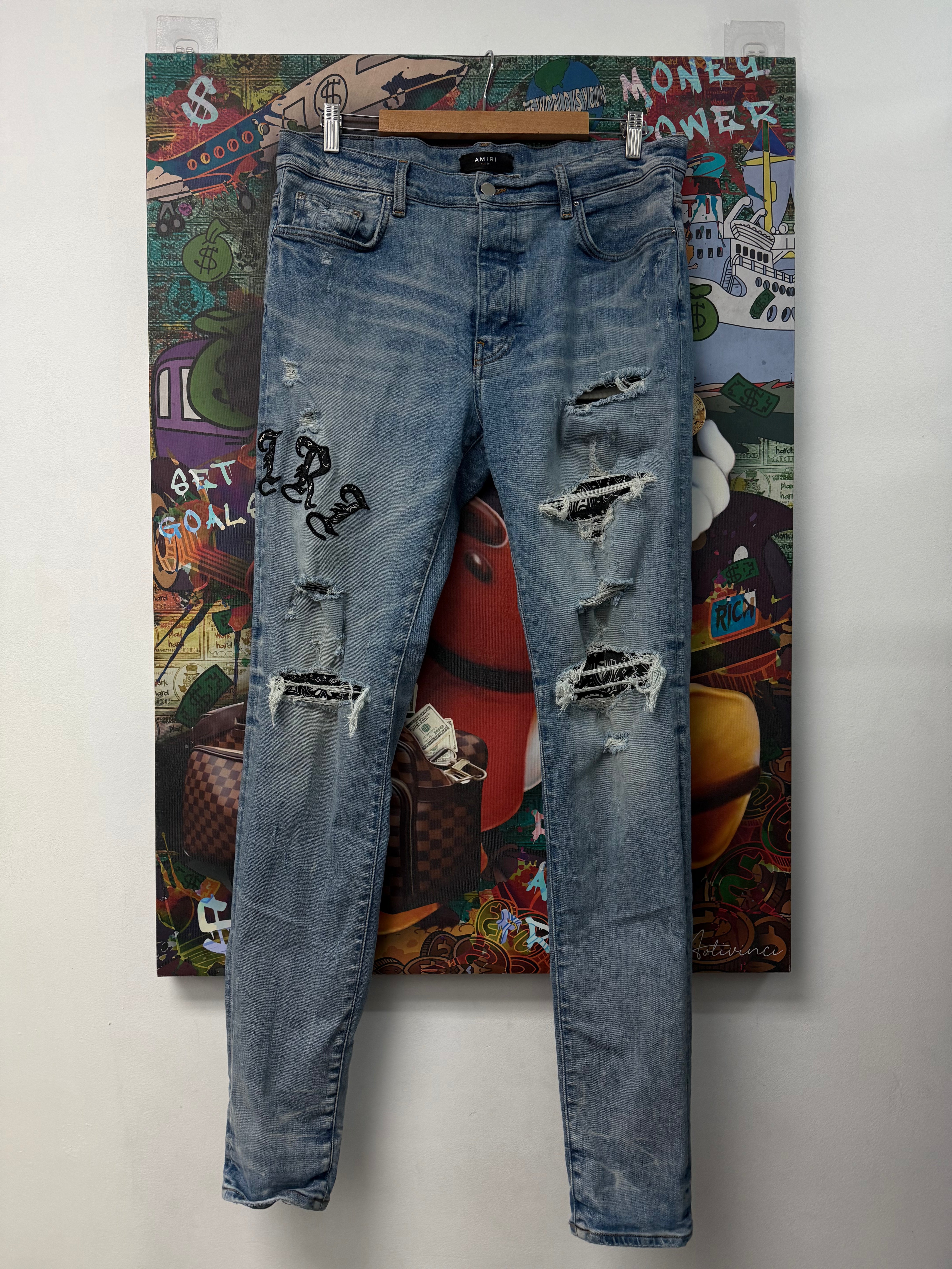 Amiri Light Wash Old English Jeans