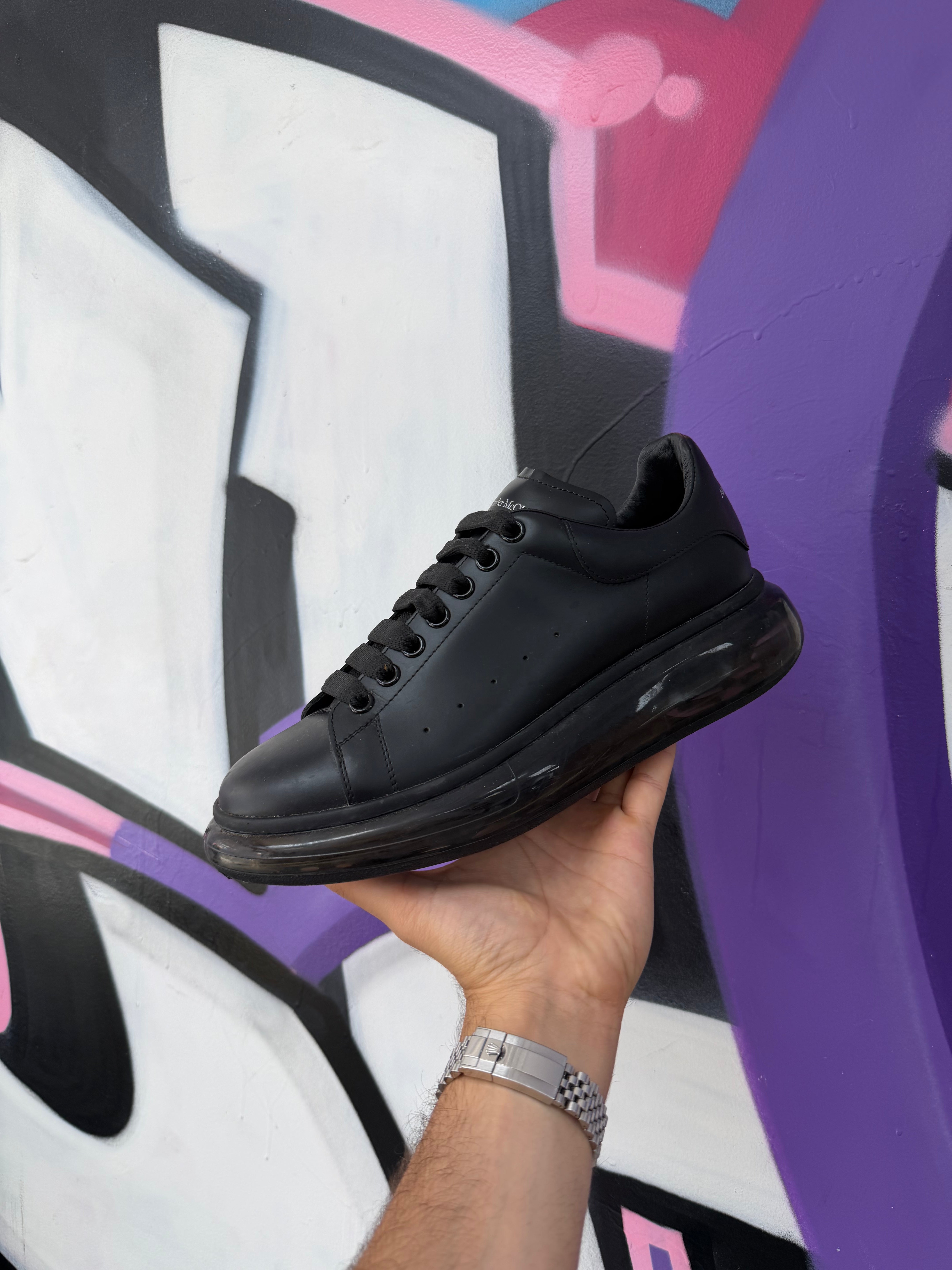 Alexander Mcqueen Black Clear Sole Oversized Sneakers