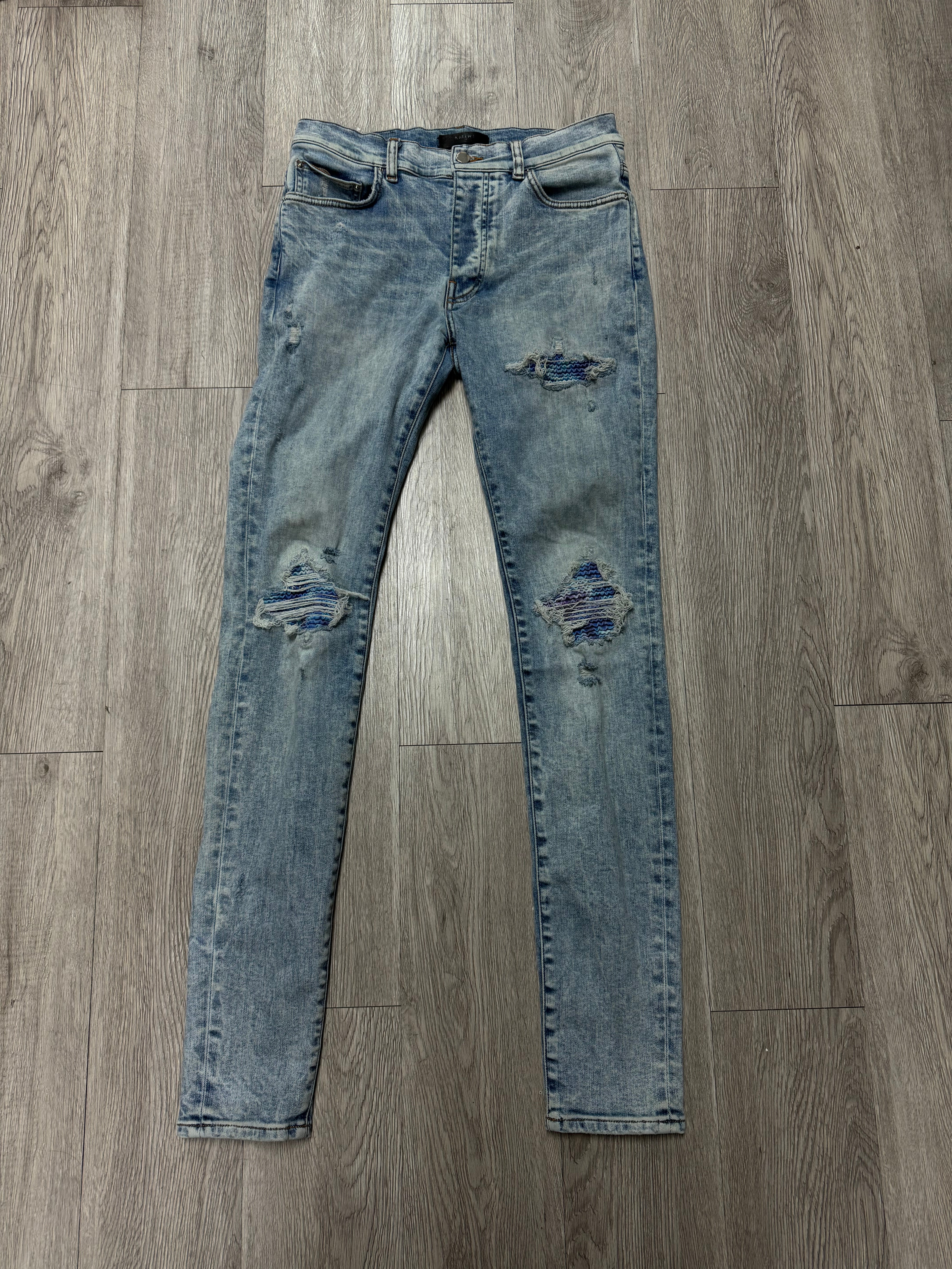 Amiri MX1 Bleach Wash Aqua Patch Used 31