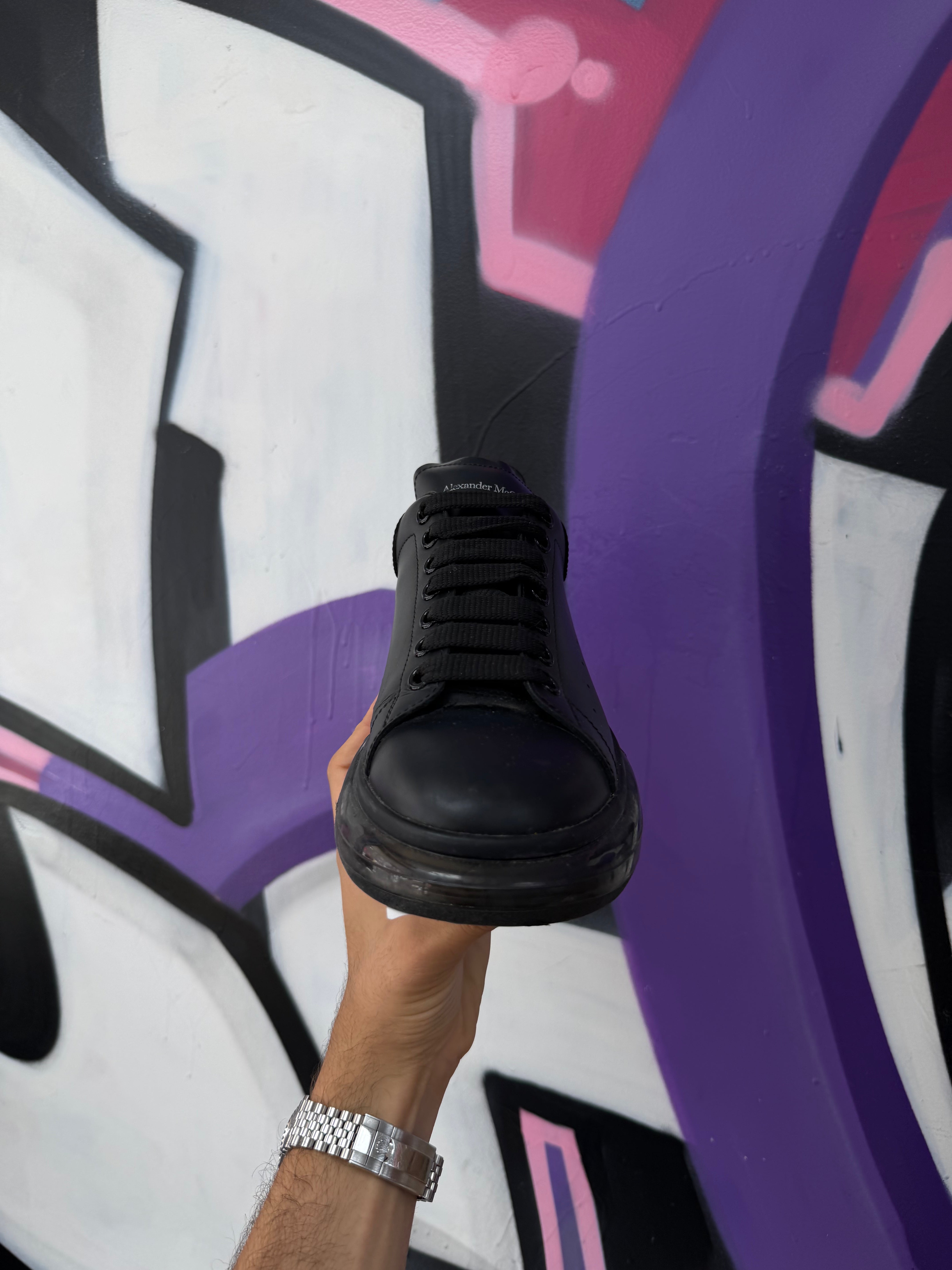Alexander Mcqueen Black Clear Sole Oversized Sneakers