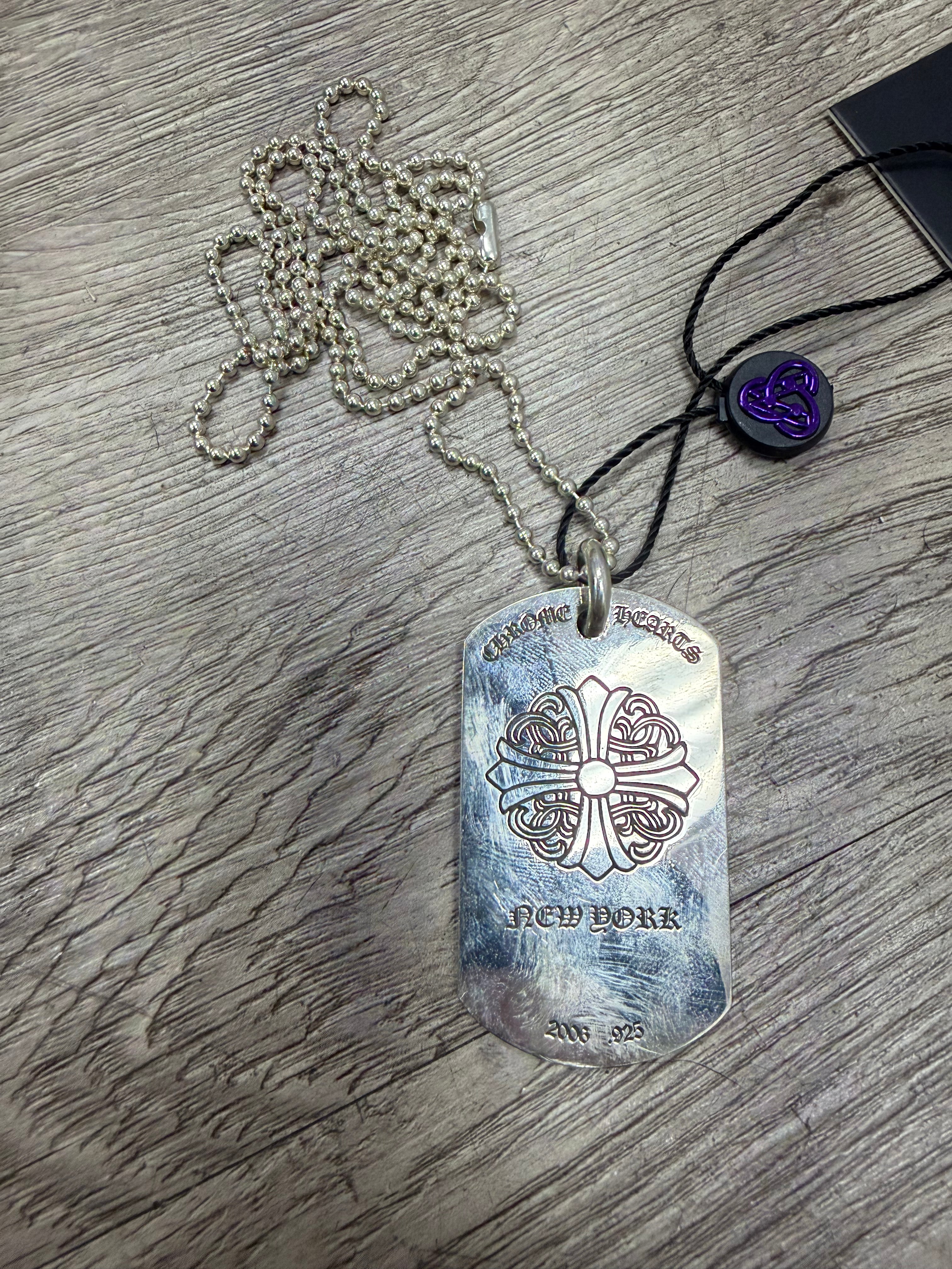 Chrome Hearts New York Plus Cross Banner Dog Tag Necklace