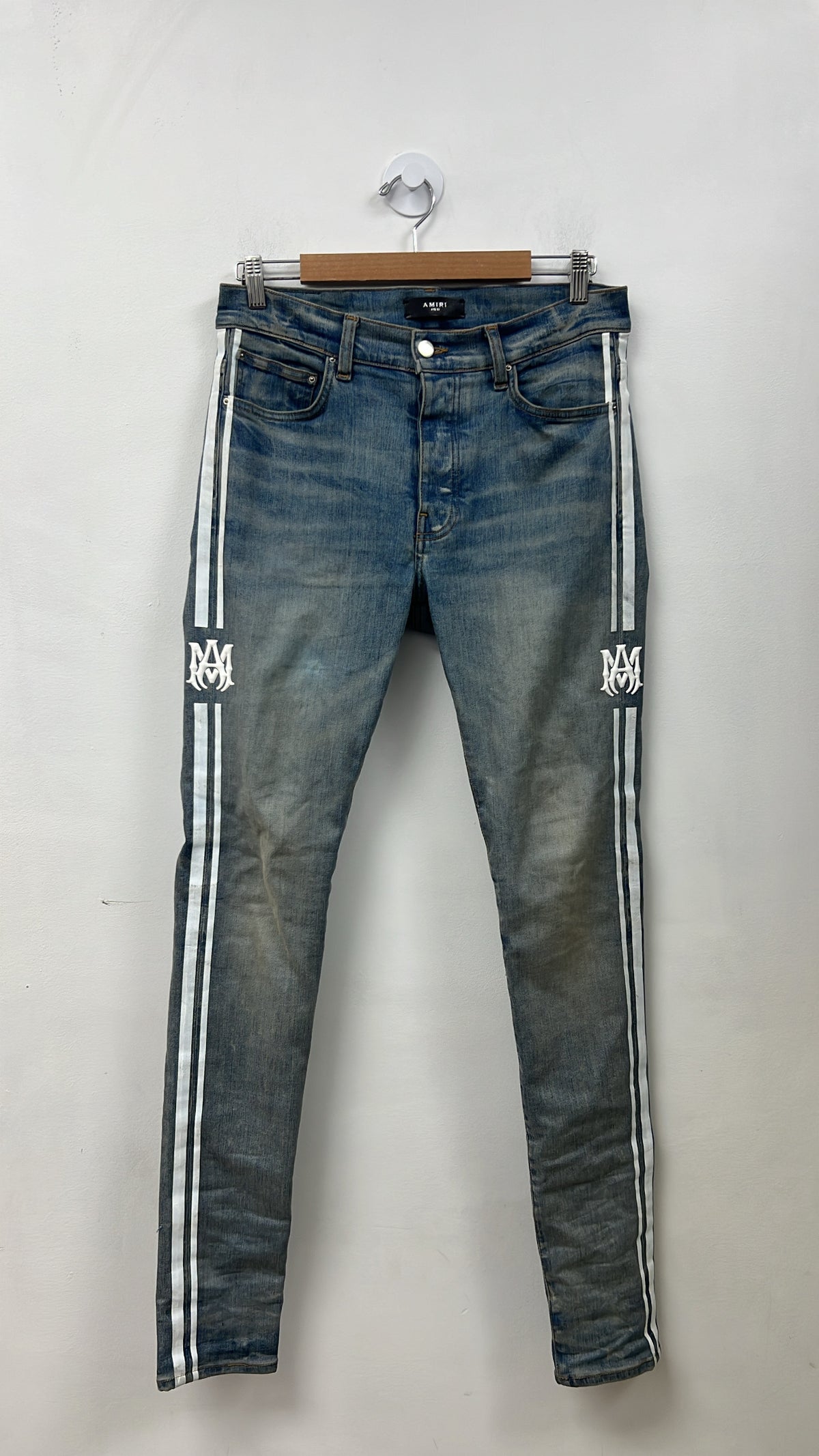 Amiri Light Wash MA Logo Stripe Jeans