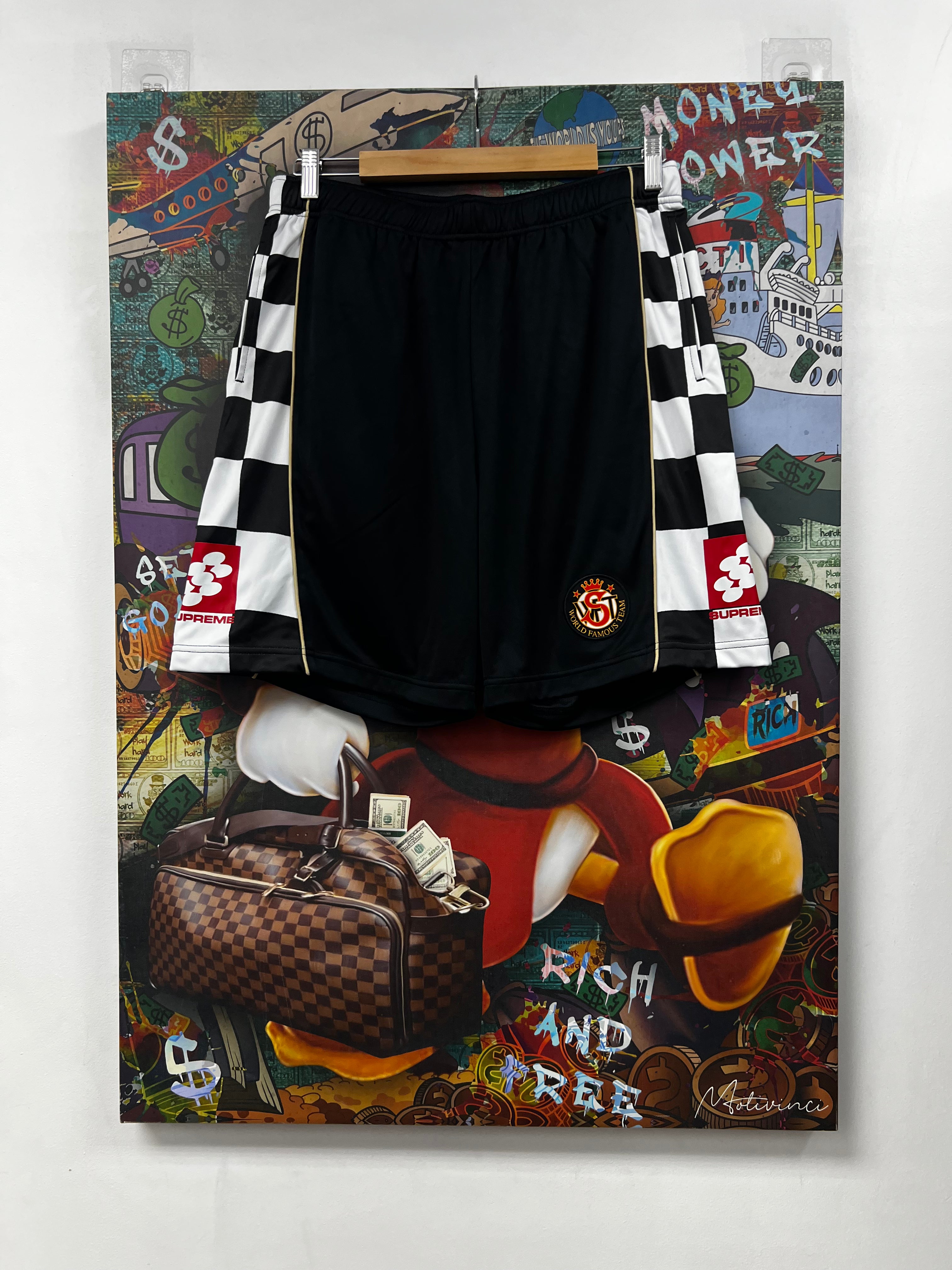 Supreme Black Checkerboard Soccer Shorts