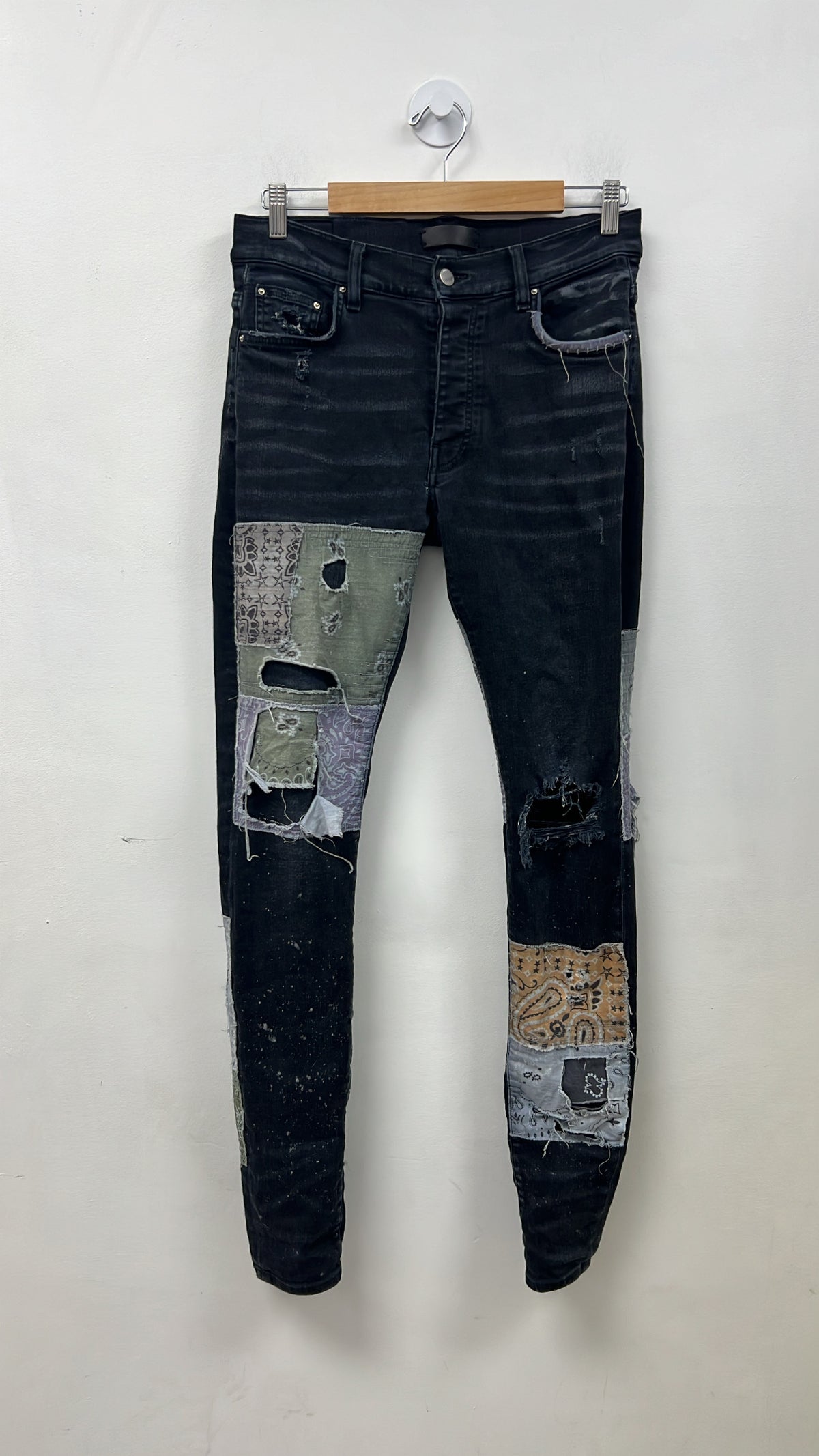 Amiri Black Wash Halloween Patchwork Jeans
